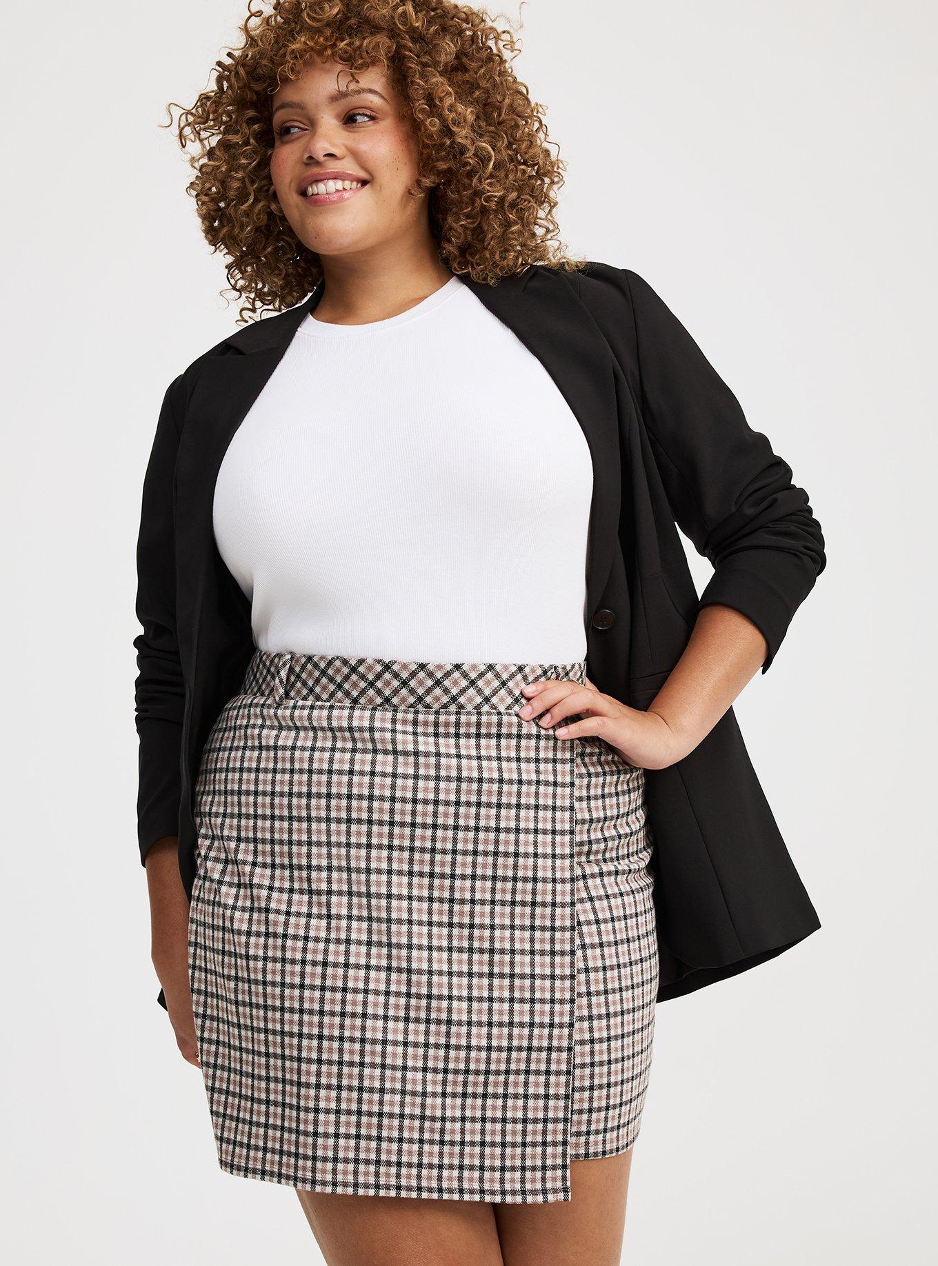 Mini Double-Knit Overlap Skirt