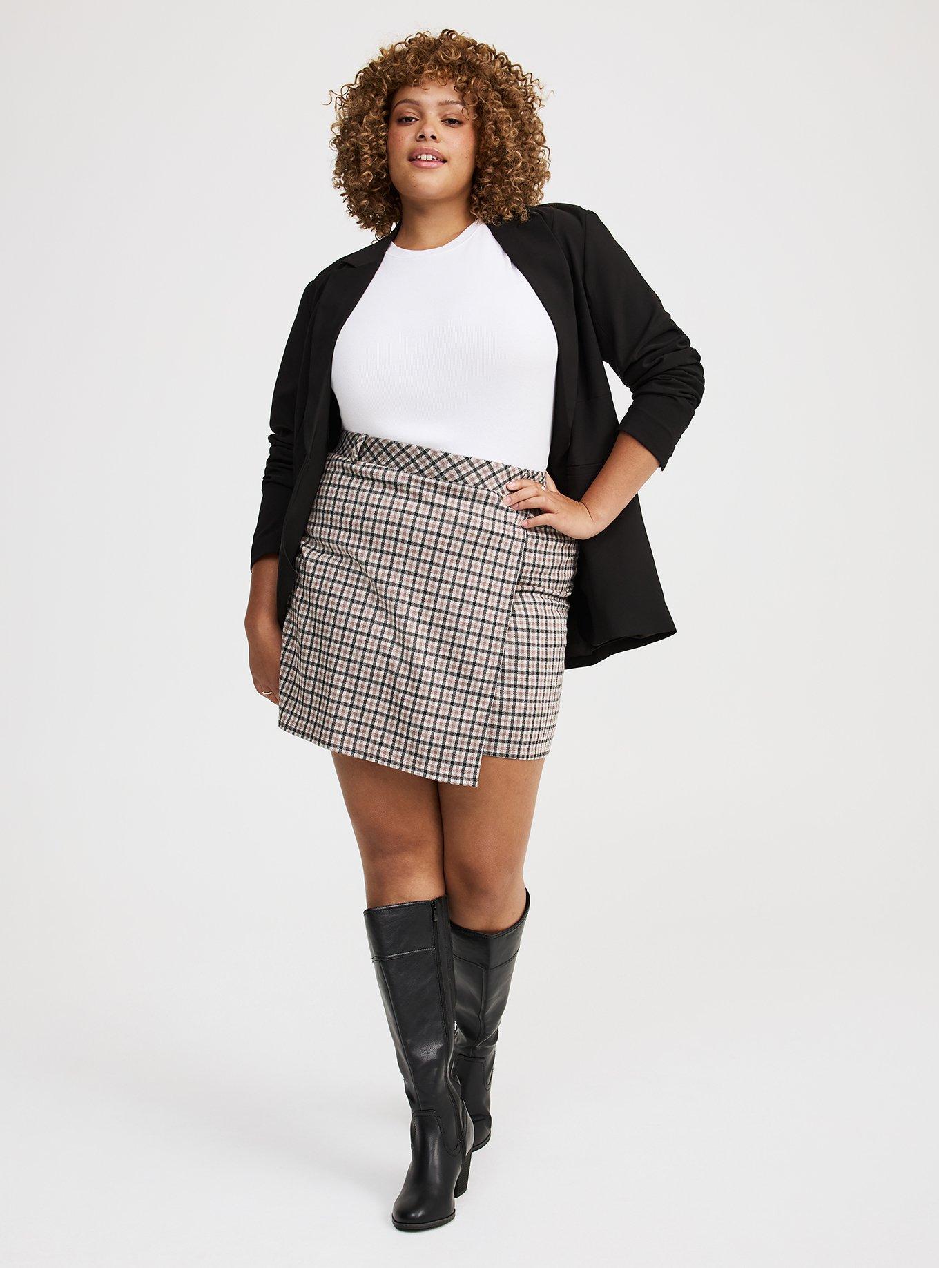 Mini Double-Knit Overlap Skirt