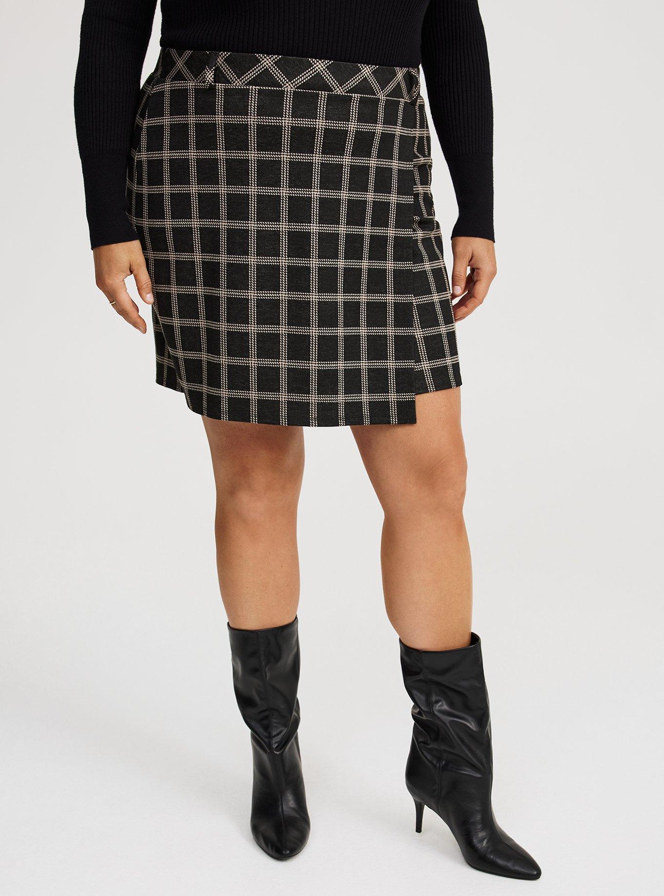 Mini Double-Knit Overlap Skirt