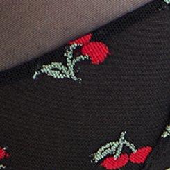 Balconette Unlined Straight Back Bra, RICH BLACK RED CHERRIES, swatch