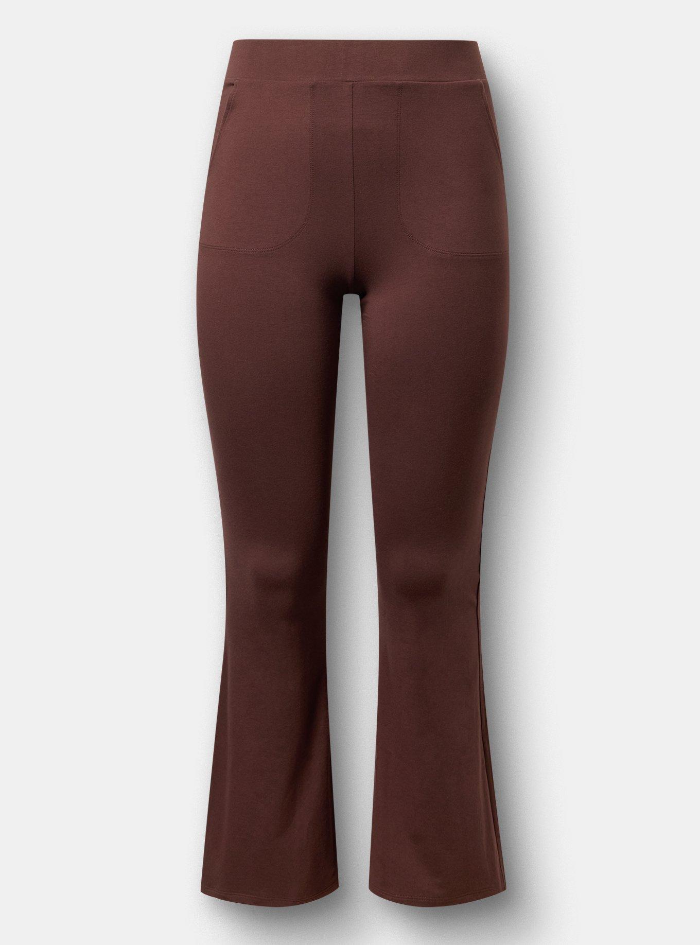 Full Length Pocket Flare Legging, PUCE, flat