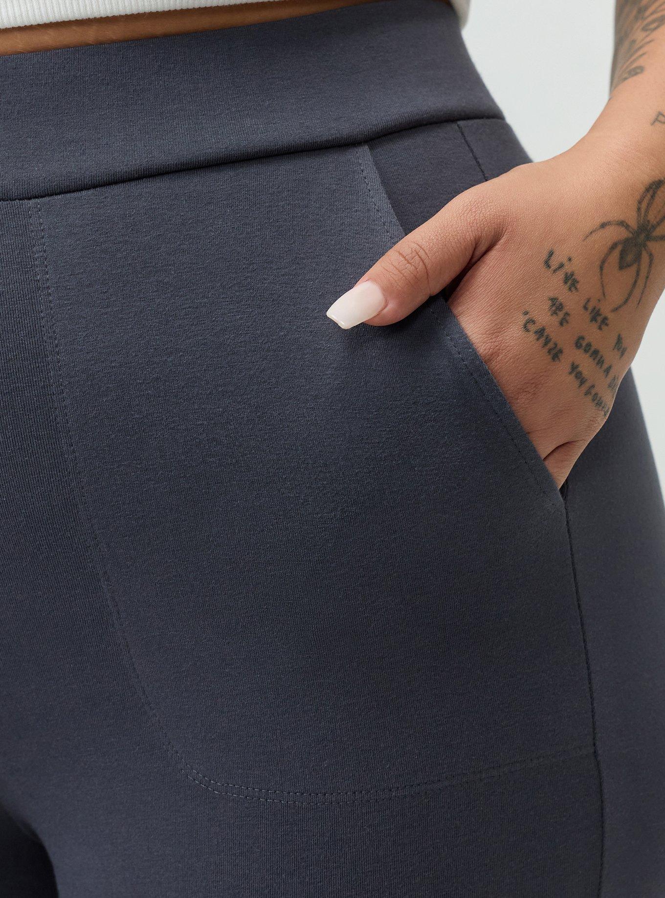 Plus Size Full Length Pocket Flare Legging, PERISCOPE, alternate