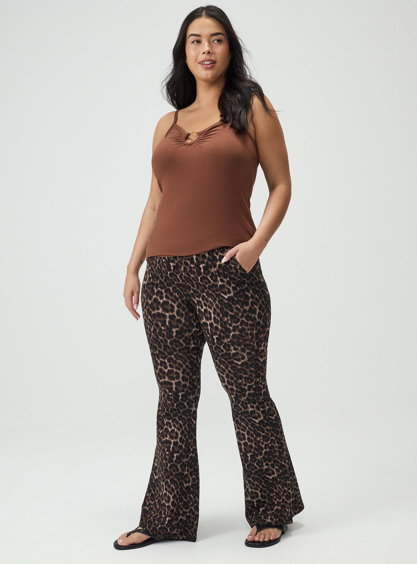 Full Length Pocket Flare Legging, ON THE PROWL LEOPARD BROWN, hi-res