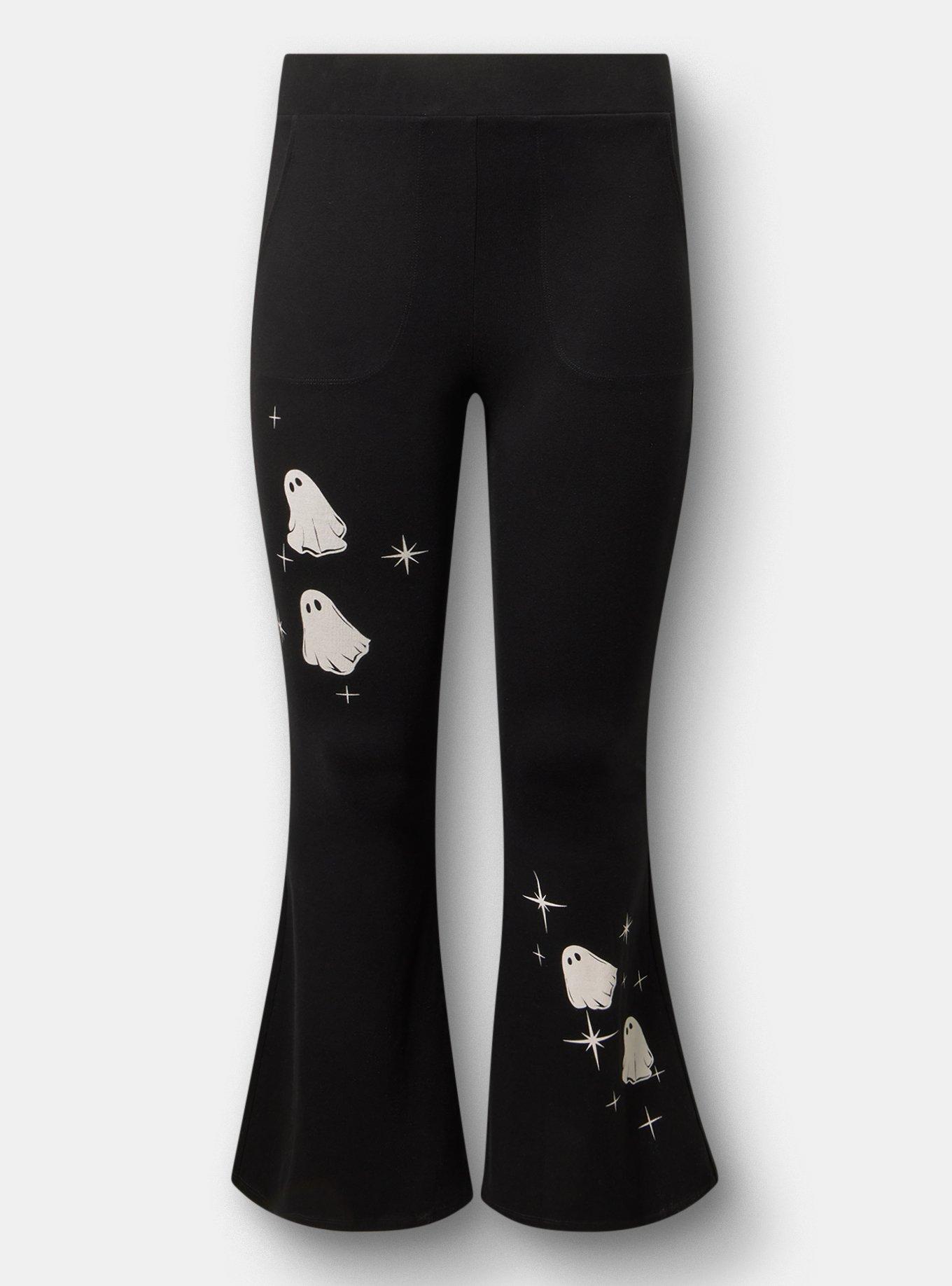 Full Length Pocket Flare Legging, GHOSTS ASCENDING DEEP BLACK, flat