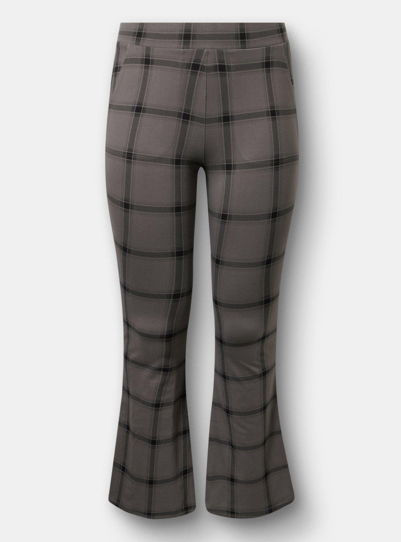 Full Length Pocket Flare Legging, PARK PLAID GRAY, flat