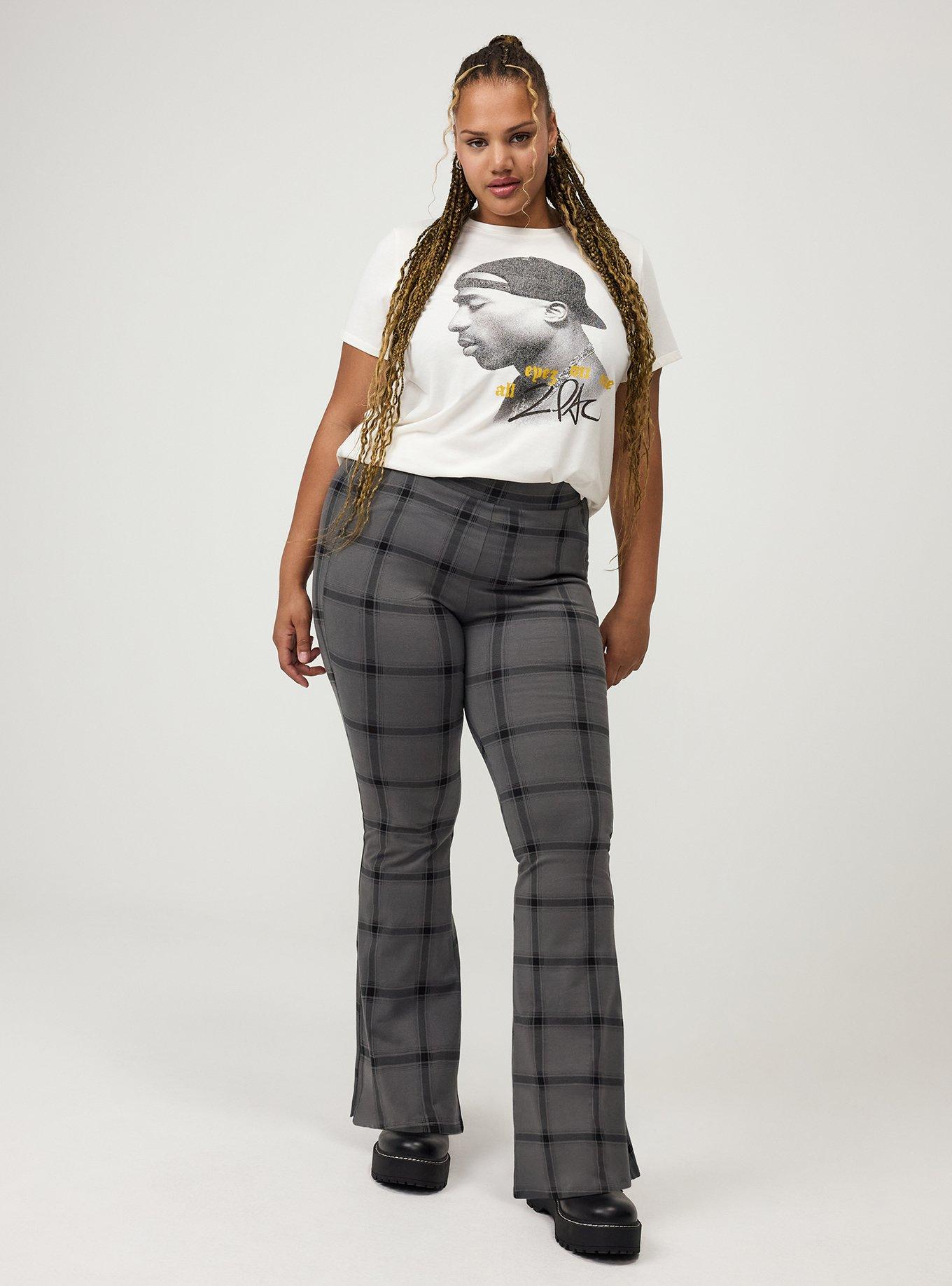 Full Length Pocket Flare Legging, PARK PLAID GRAY, hi-res