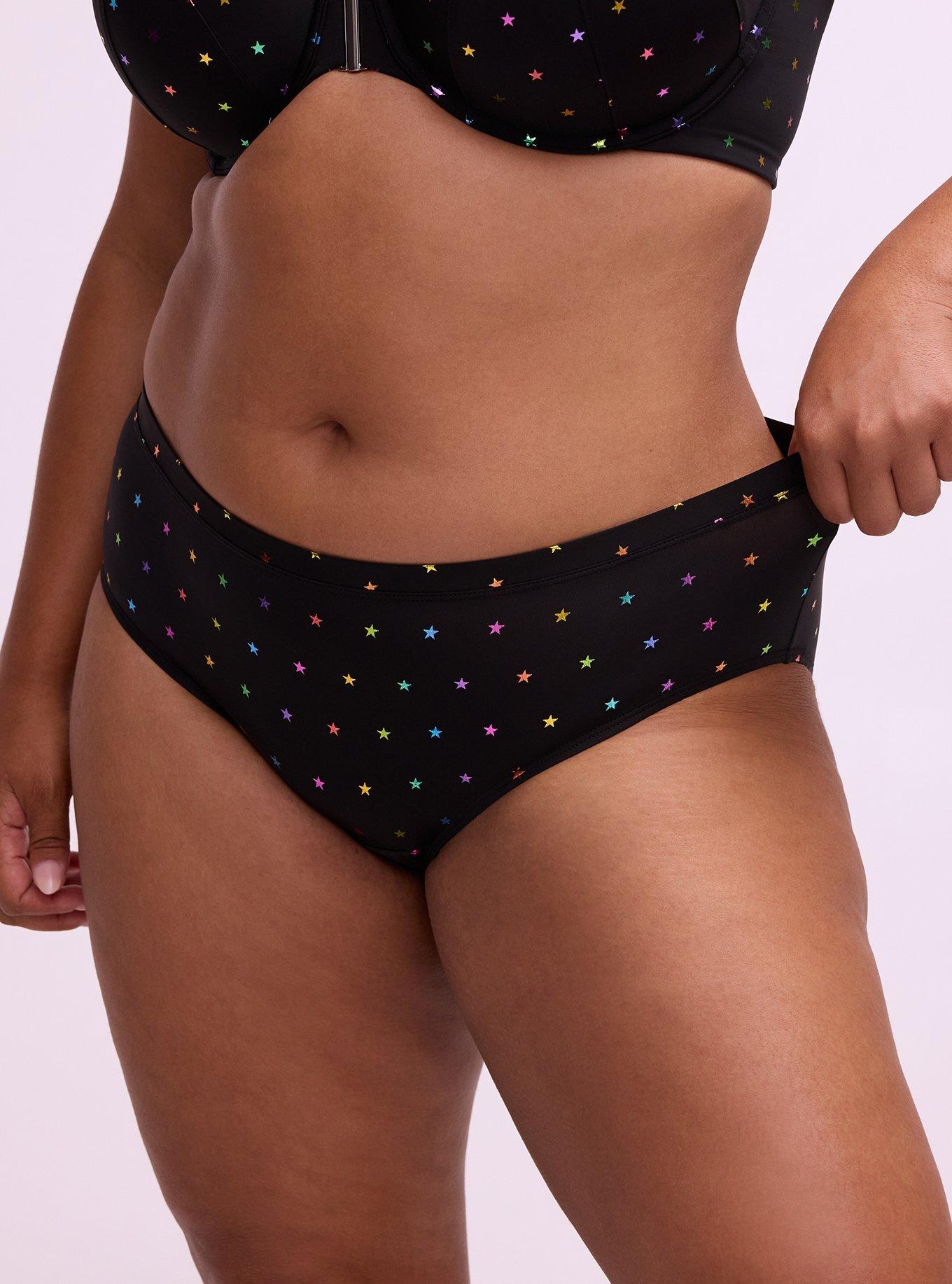 Plus Size Second Skin Mid-Rise Hipster Panty, BRANDY STARS BLACK, alternate