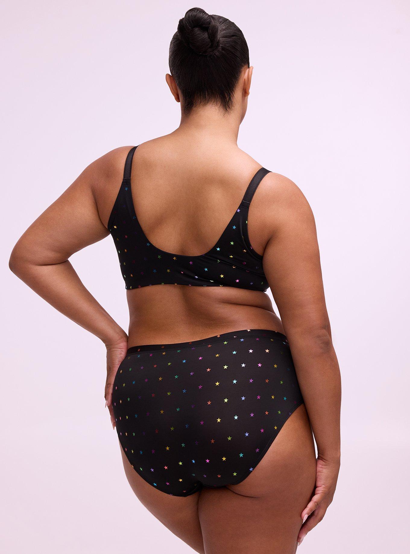 Plus Size Second Skin Mid-Rise Hipster Panty, BRANDY STARS BLACK, alternate