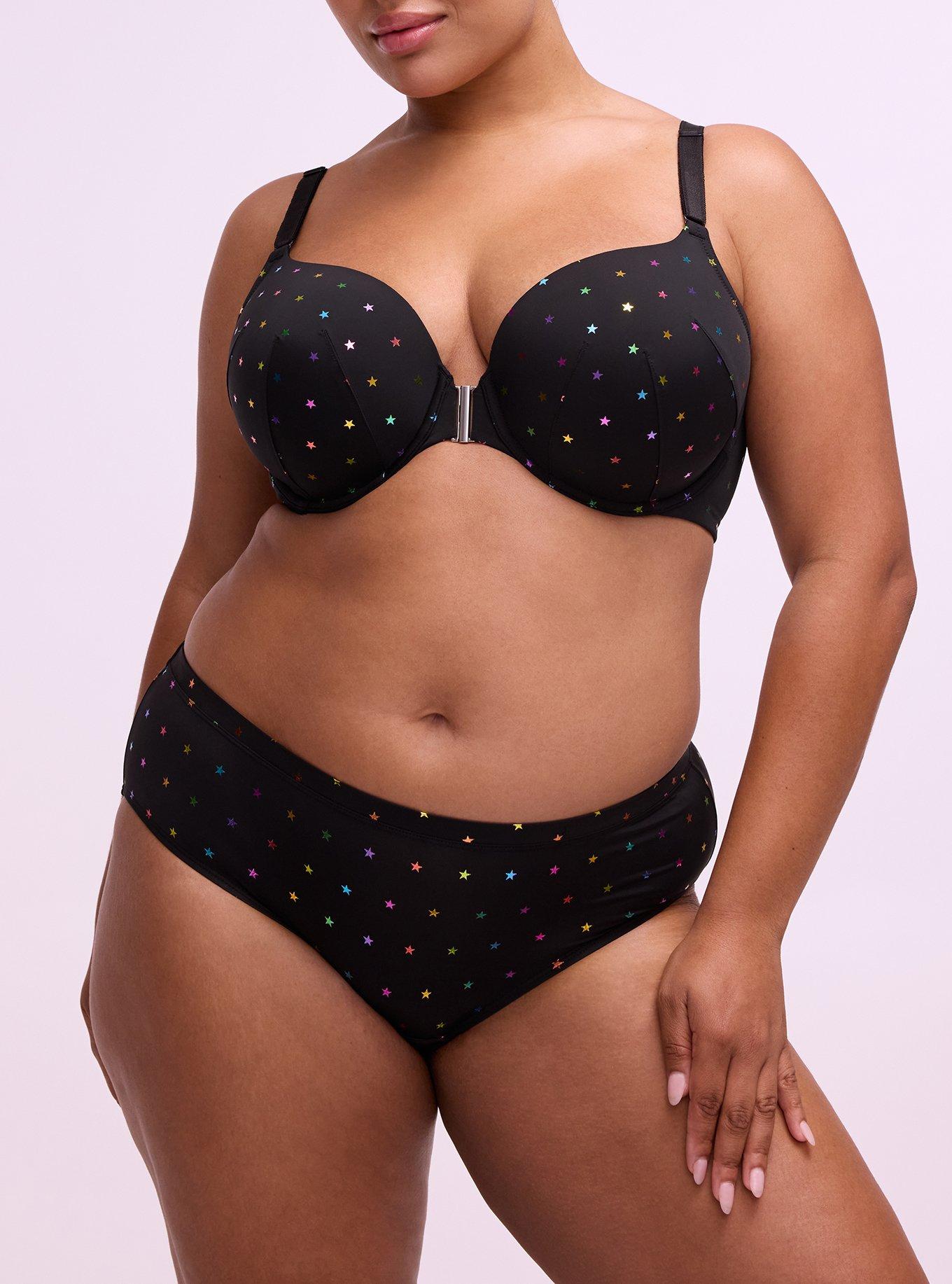 Plus Size Second Skin Mid-Rise Hipster Panty, BRANDY STARS BLACK, alternate