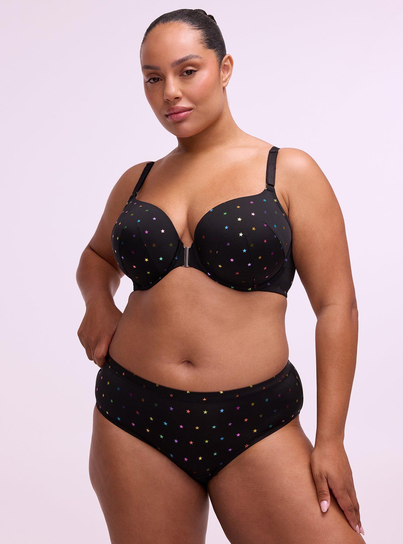 Plus Size Second Skin Mid-Rise Hipster Panty, BRANDY STARS BLACK, hi-res