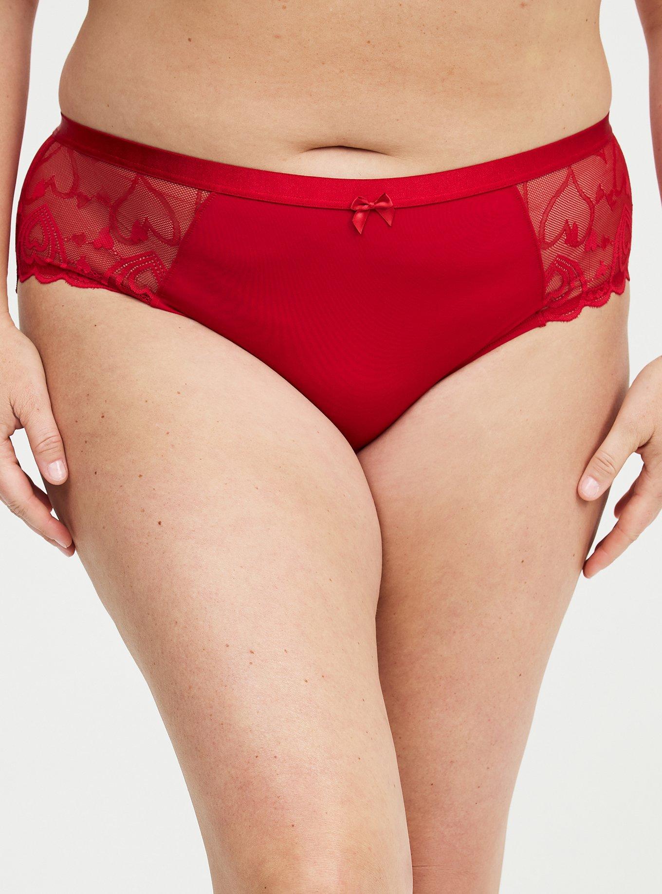 Second Skin Mid-Rise Heart Lace Hipster Panty, JESTER RED, alternate