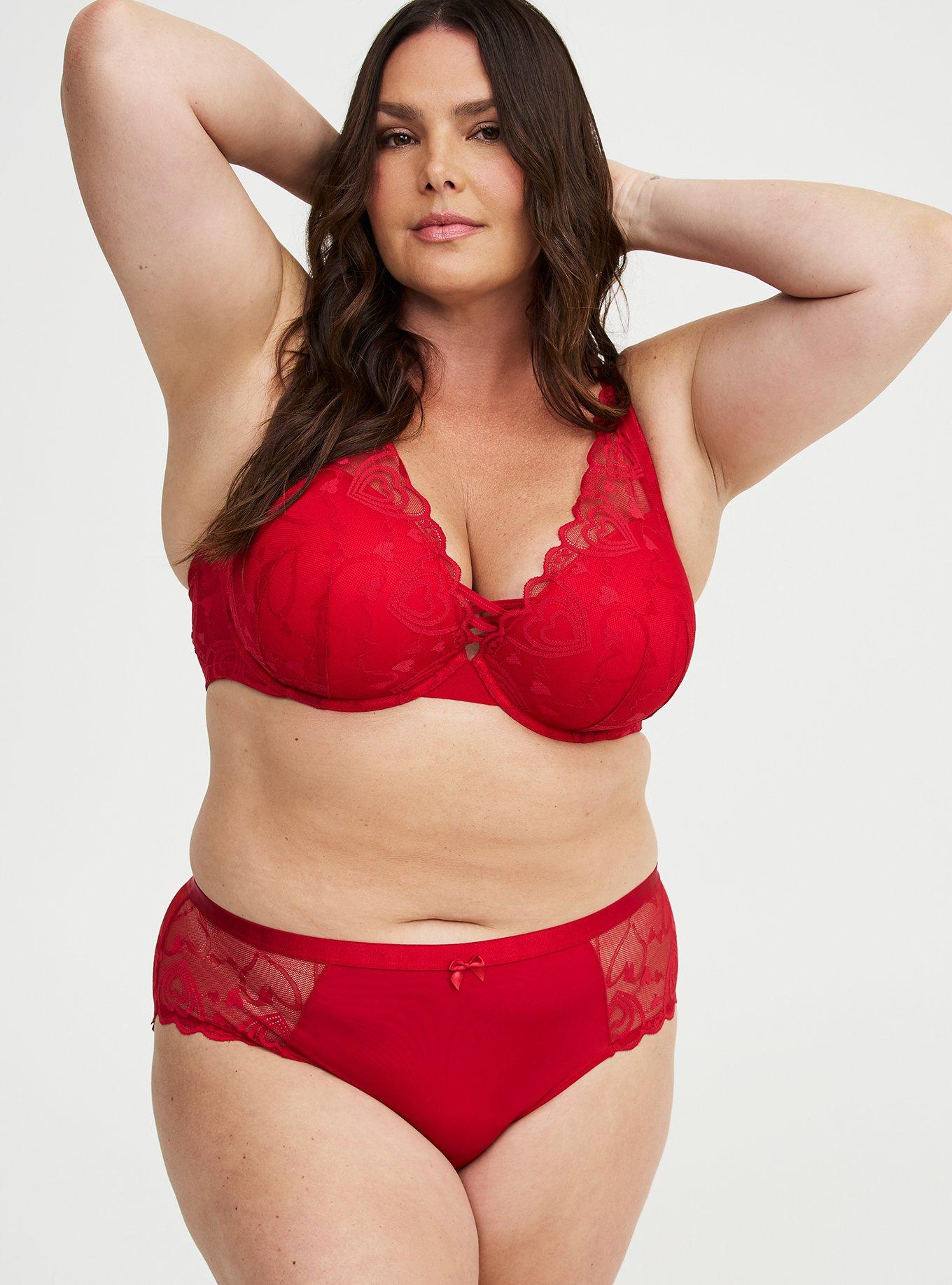 Second Skin Mid-Rise Heart Lace Hipster Panty, JESTER RED, alternate