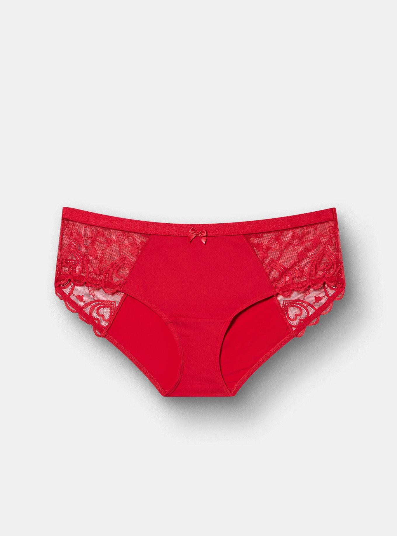 Second Skin Mid-Rise Heart Lace Hipster Panty, JESTER RED, hi-res