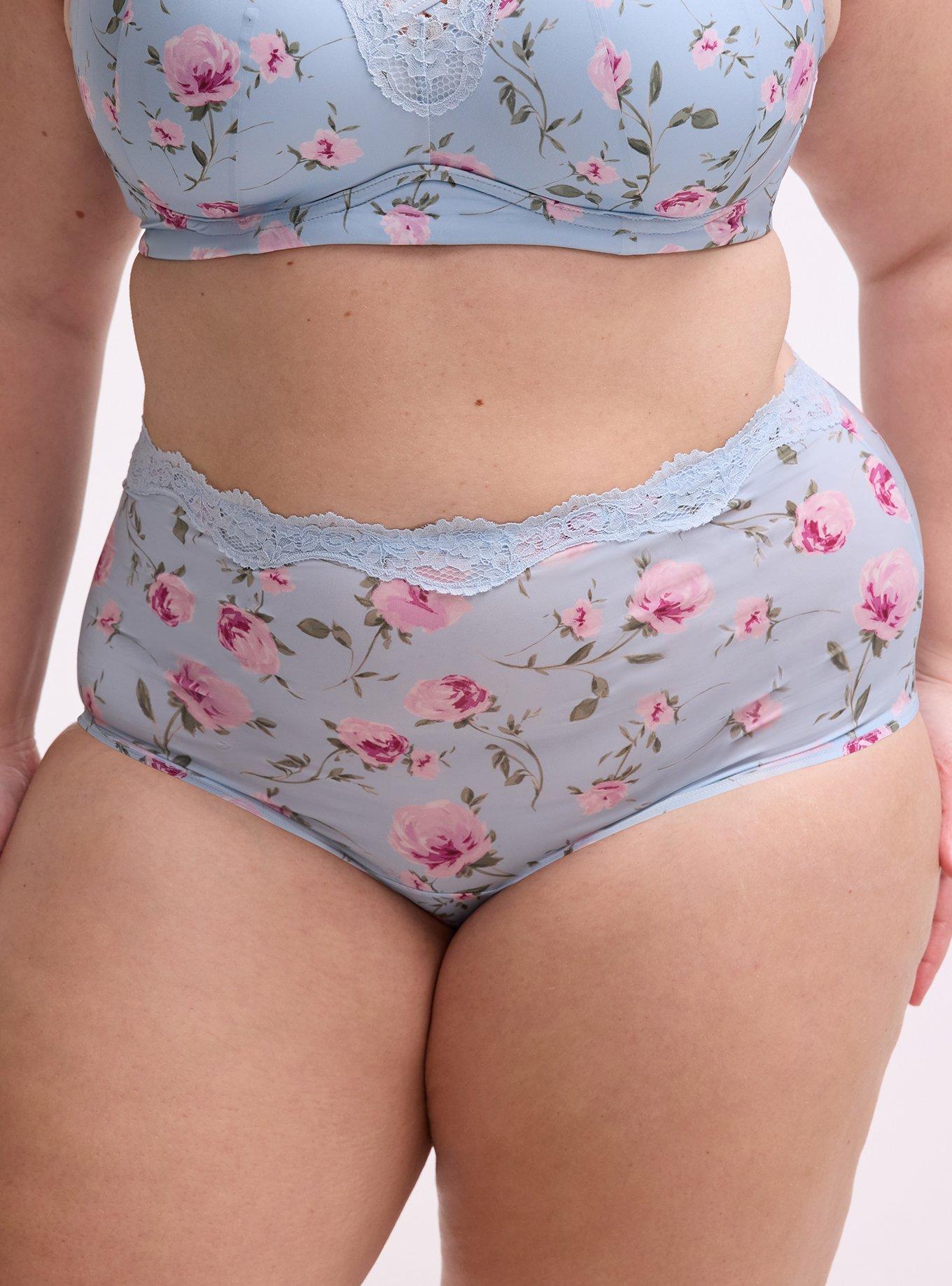 Second Skin Lace Trim Mid-Rise Brief Panty, ANTOINETTE FLORAL SKYWAY, alternate