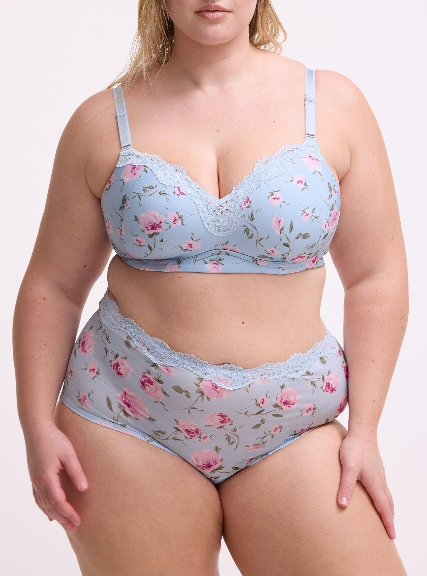 Second Skin Lace Trim Mid-Rise Brief Panty, ANTOINETTE FLORAL SKYWAY, alternate