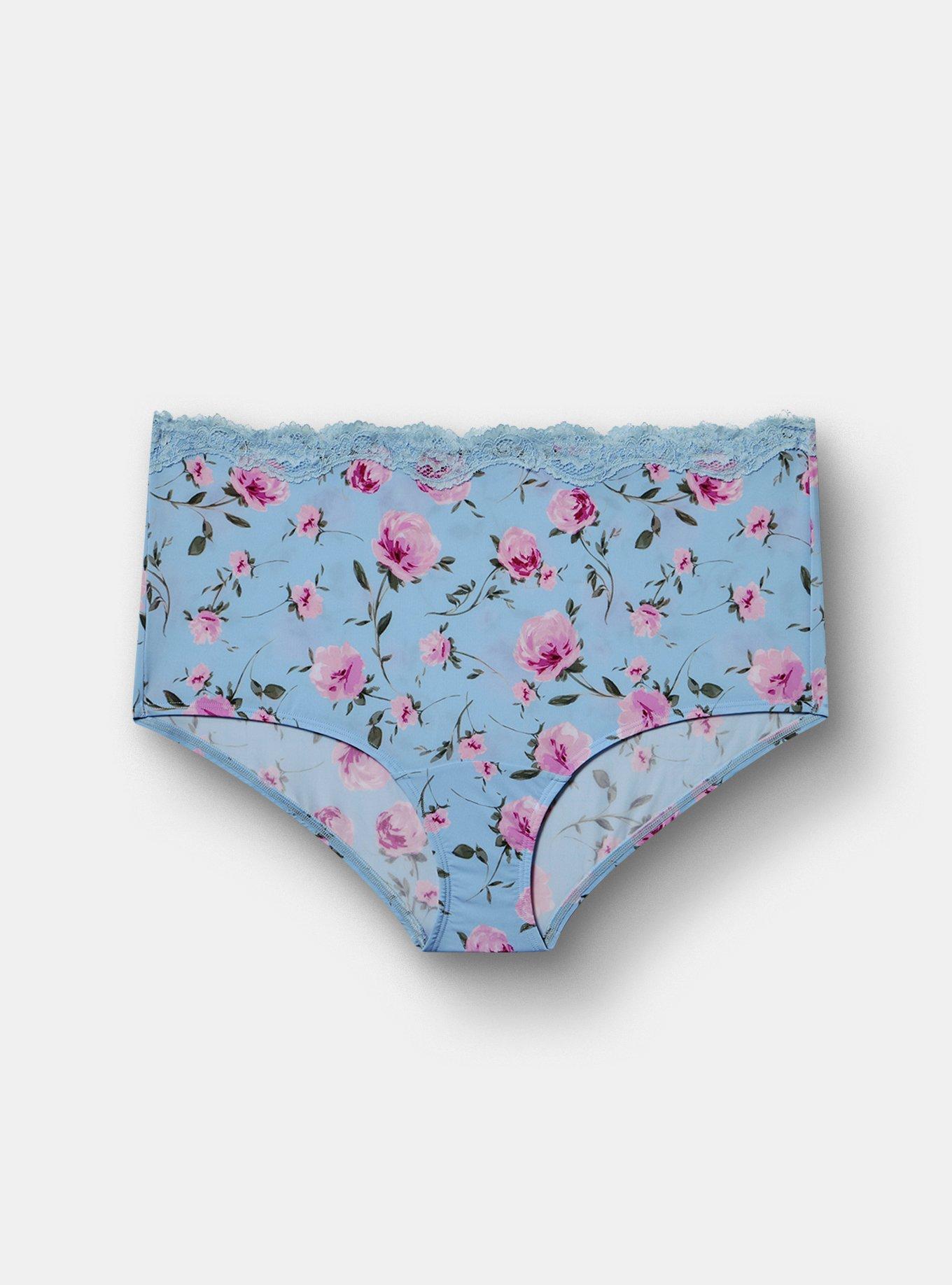 Second Skin Lace Trim Mid-Rise Brief Panty, ANTOINETTE FLORAL SKYWAY, hi-res