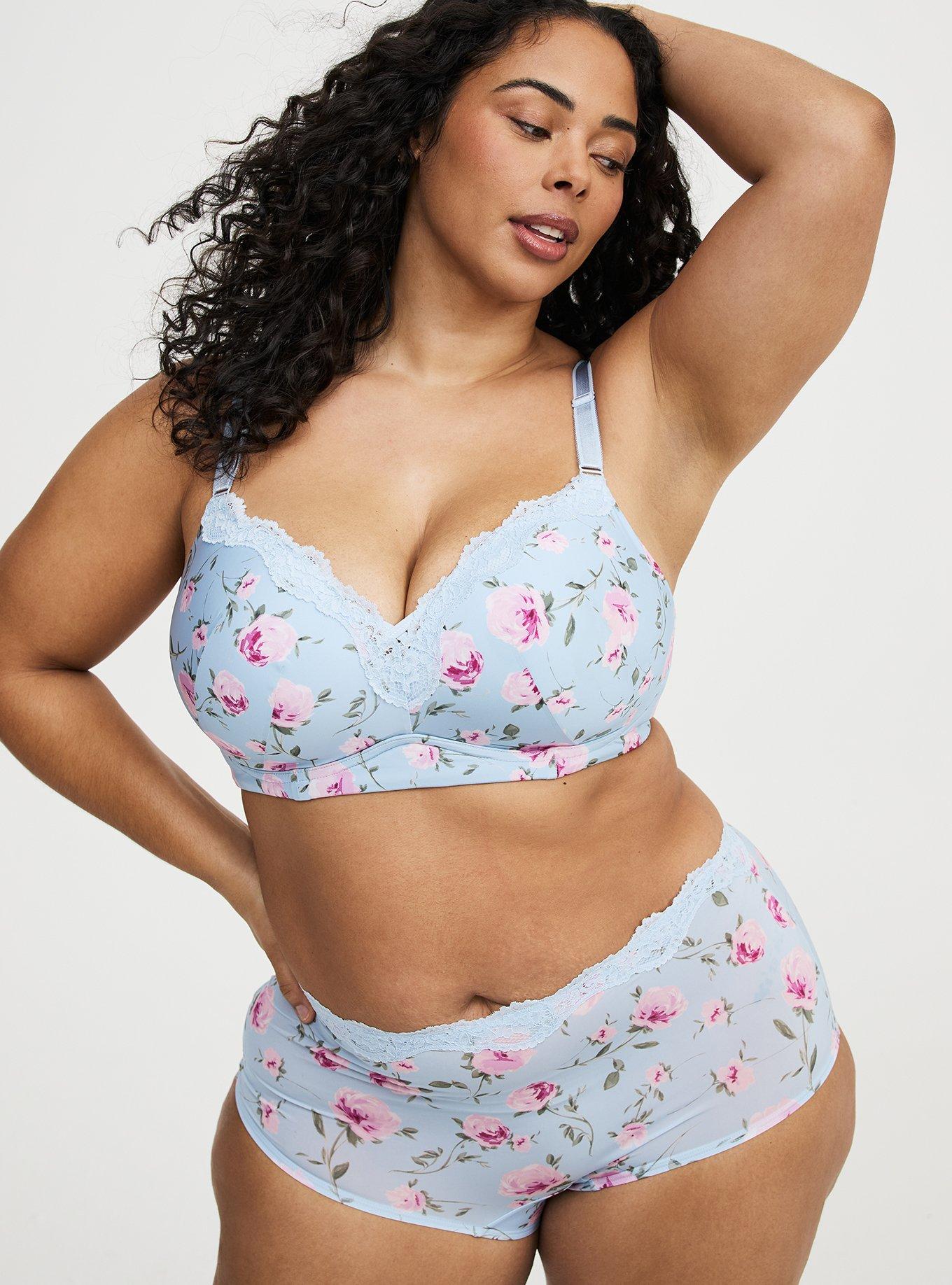 Second Skin Lace Trim Mid-Rise Brief Panty, ANTOINETTE FLORAL SKYWAY, hi-res