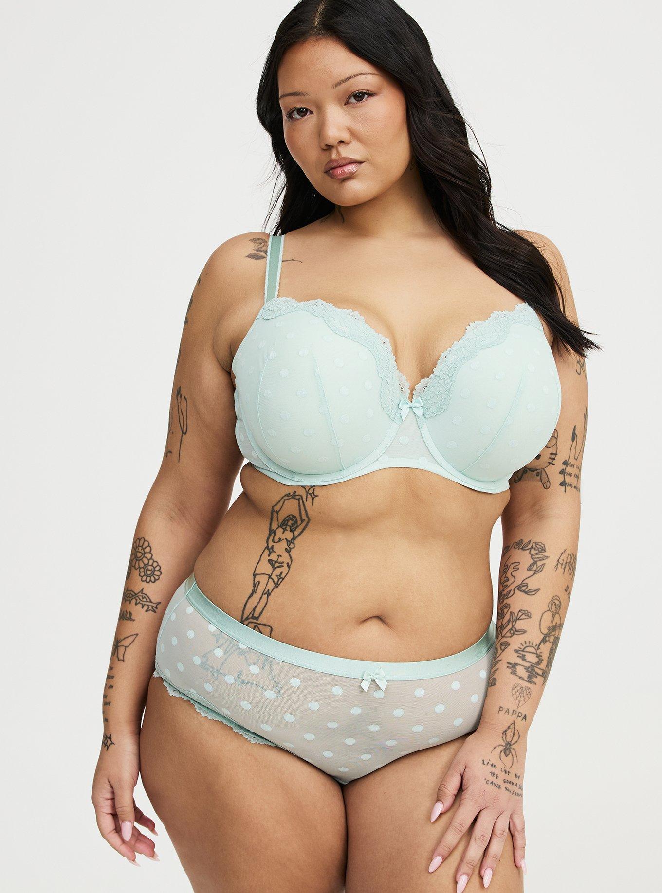 Polka Dot Mesh Mid-Rise Cheeky Panty, HARBOR GRAY, hi-res