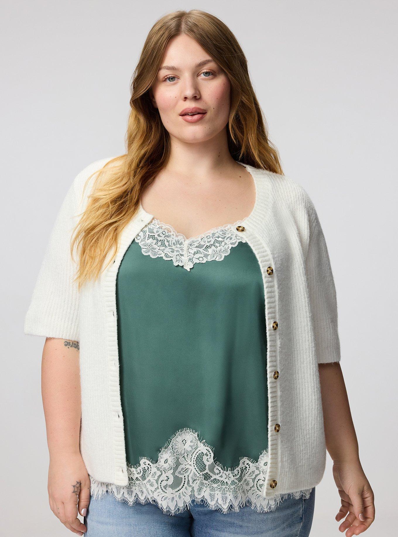 Vegan Cashmere Crew Cardigan, WHISPER WHITE, alternate