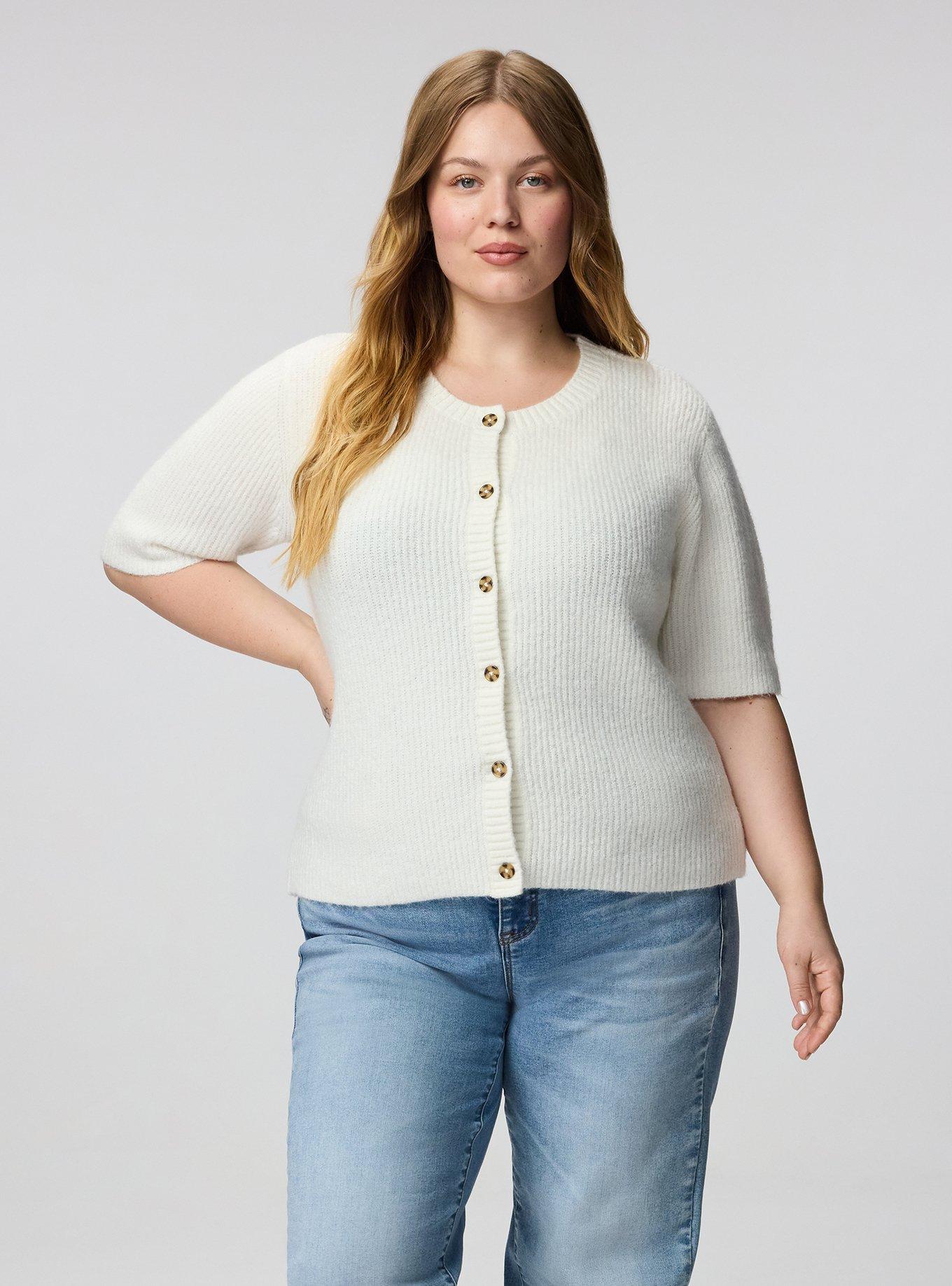 Vegan Cashmere Crew Cardigan, WHISPER WHITE, alternate