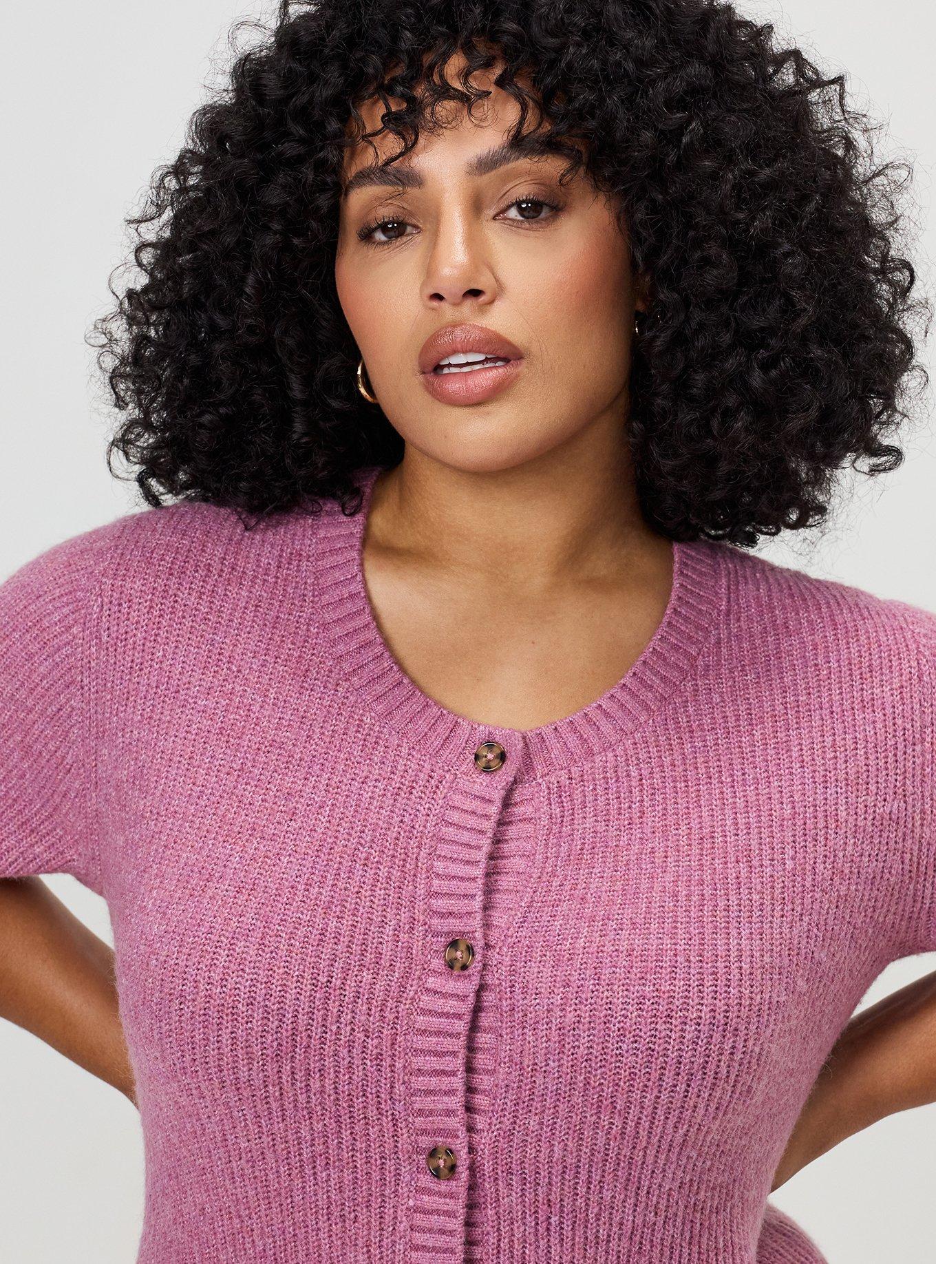 Vegan Cashmere Crew Cardigan, MELLOW MAUVE, alternate