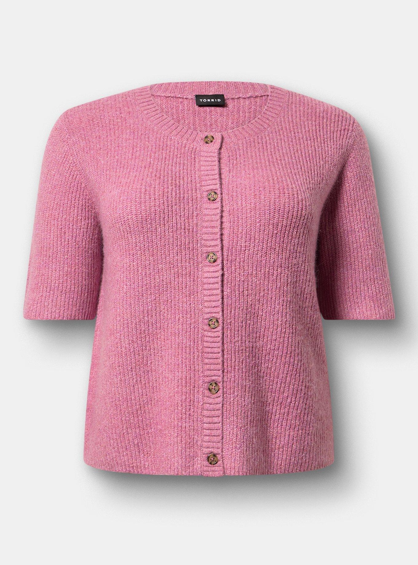 Vegan Cashmere Crew Cardigan, MELLOW MAUVE, flat