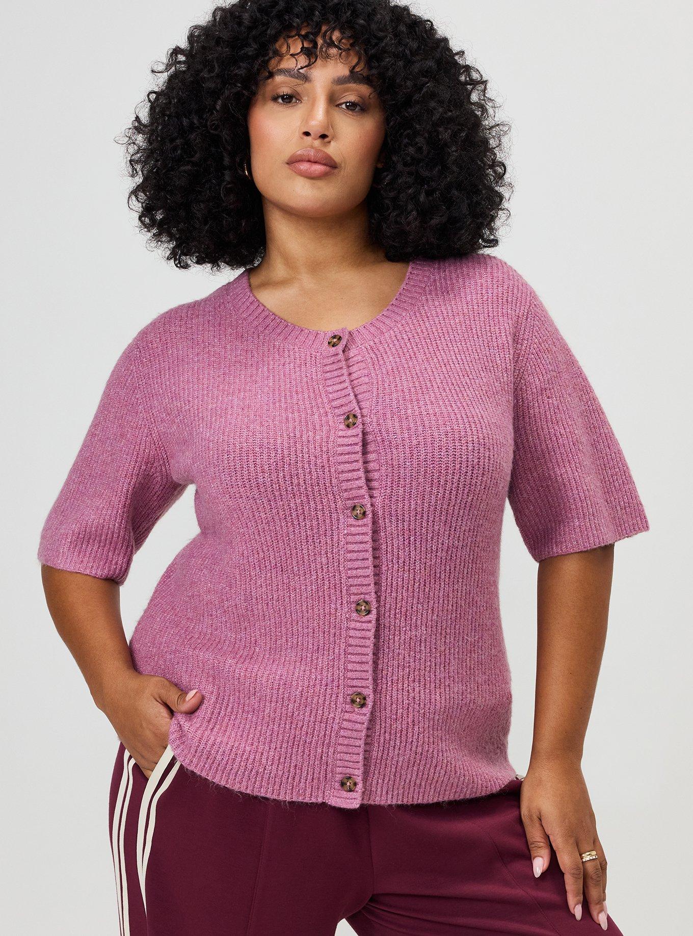 Vegan Cashmere Crew Cardigan, MELLOW MAUVE, hi-res