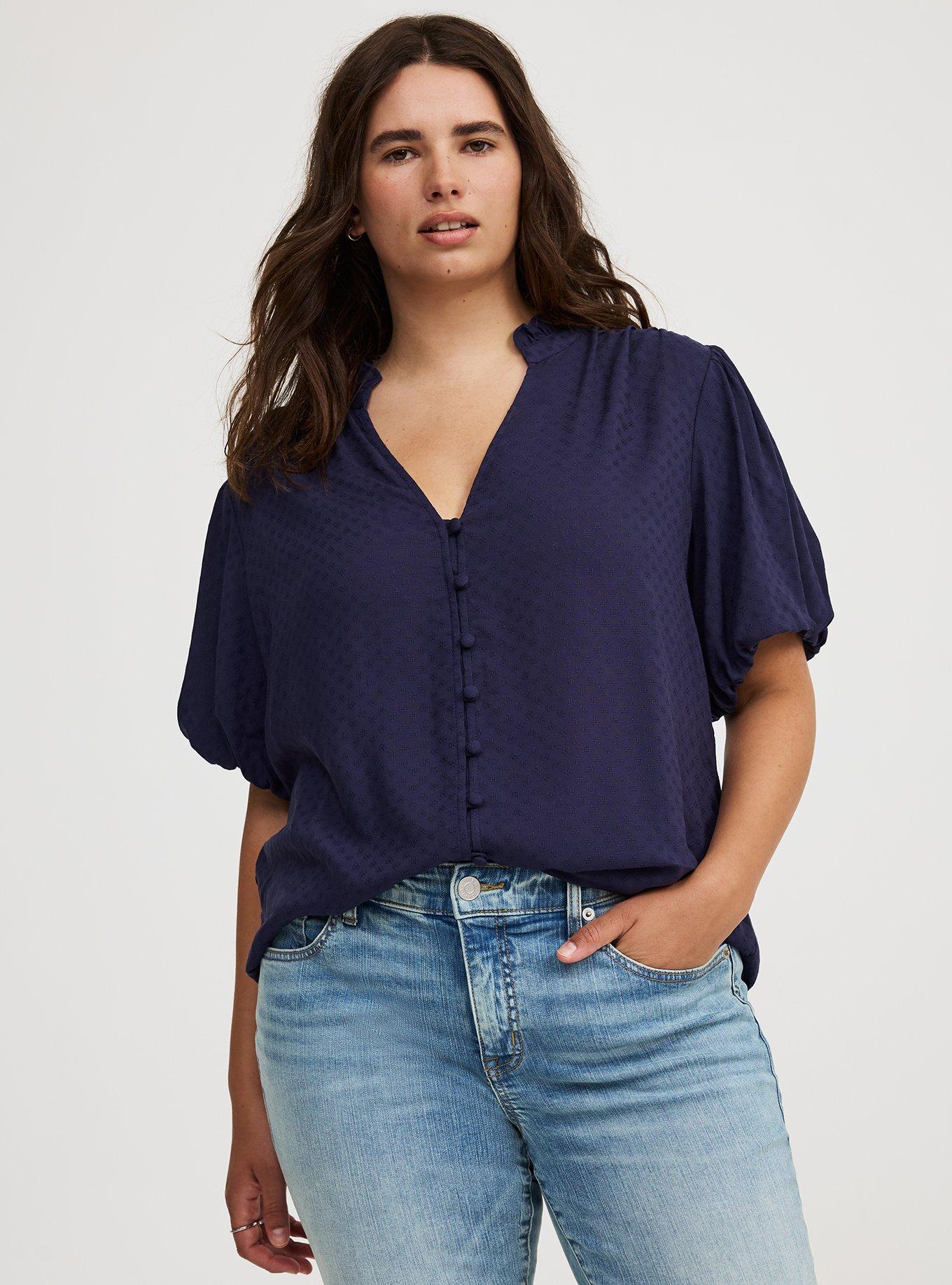 Dobby Button-Up Blouse