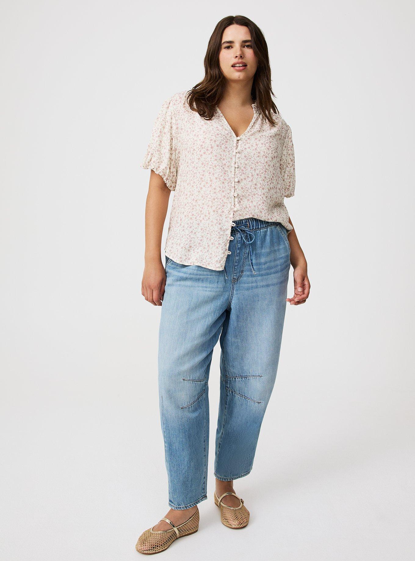 Dobby Button-Up Blouse