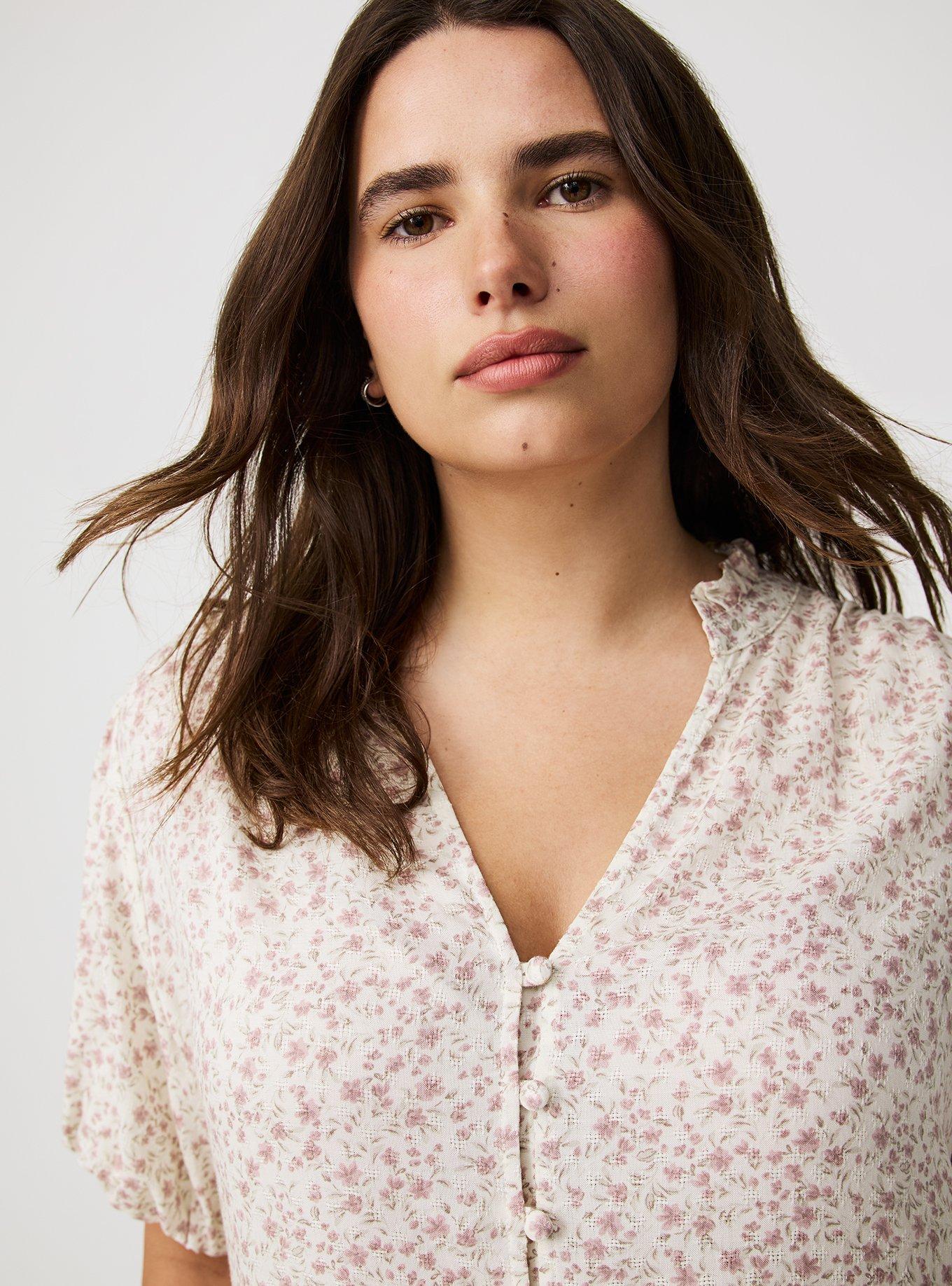 Dobby Button-Up Blouse