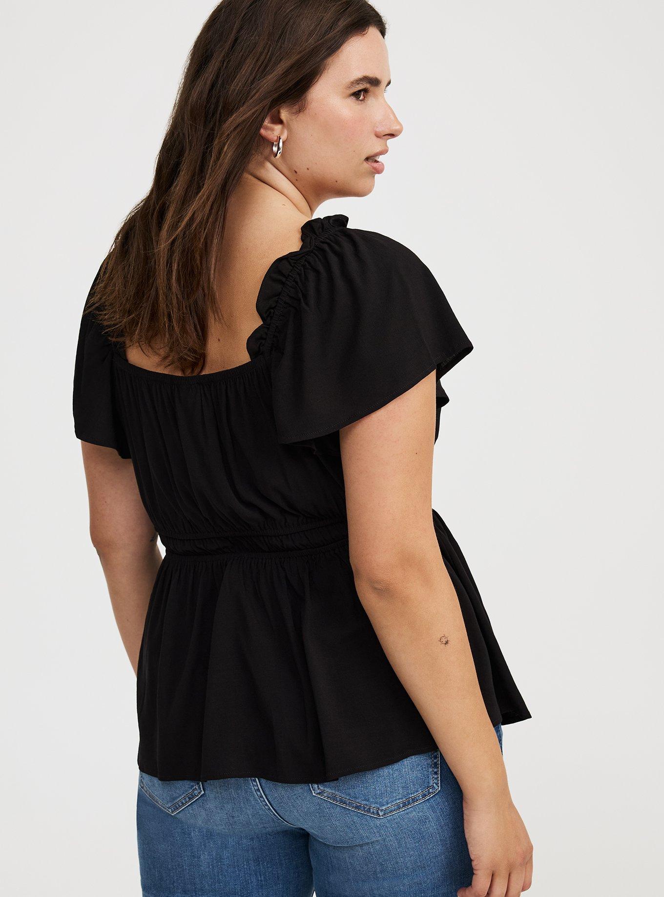 V-Neck Flutter-Sleeve Blouse