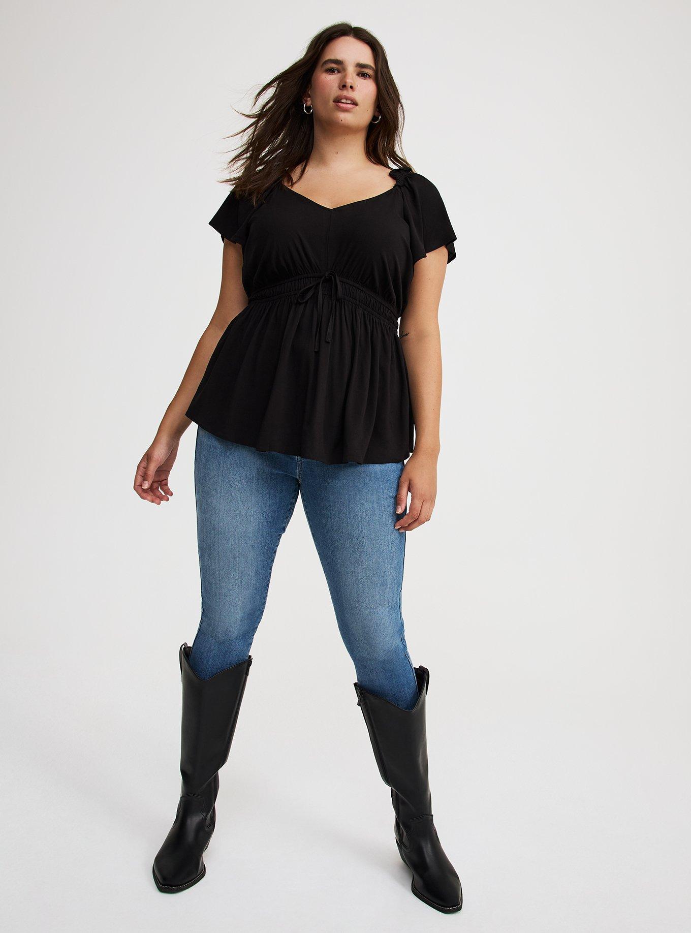 V-Neck Flutter-Sleeve Blouse