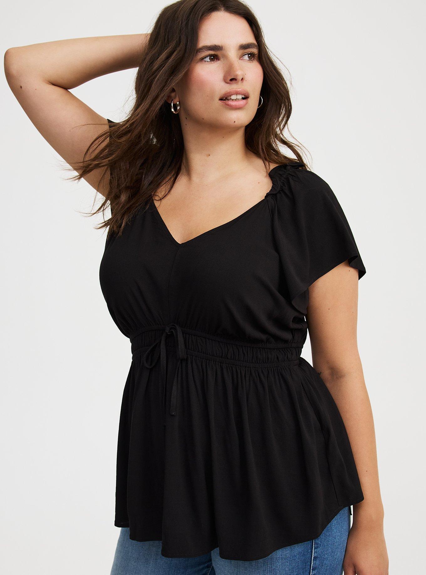 V-Neck Flutter-Sleeve Blouse