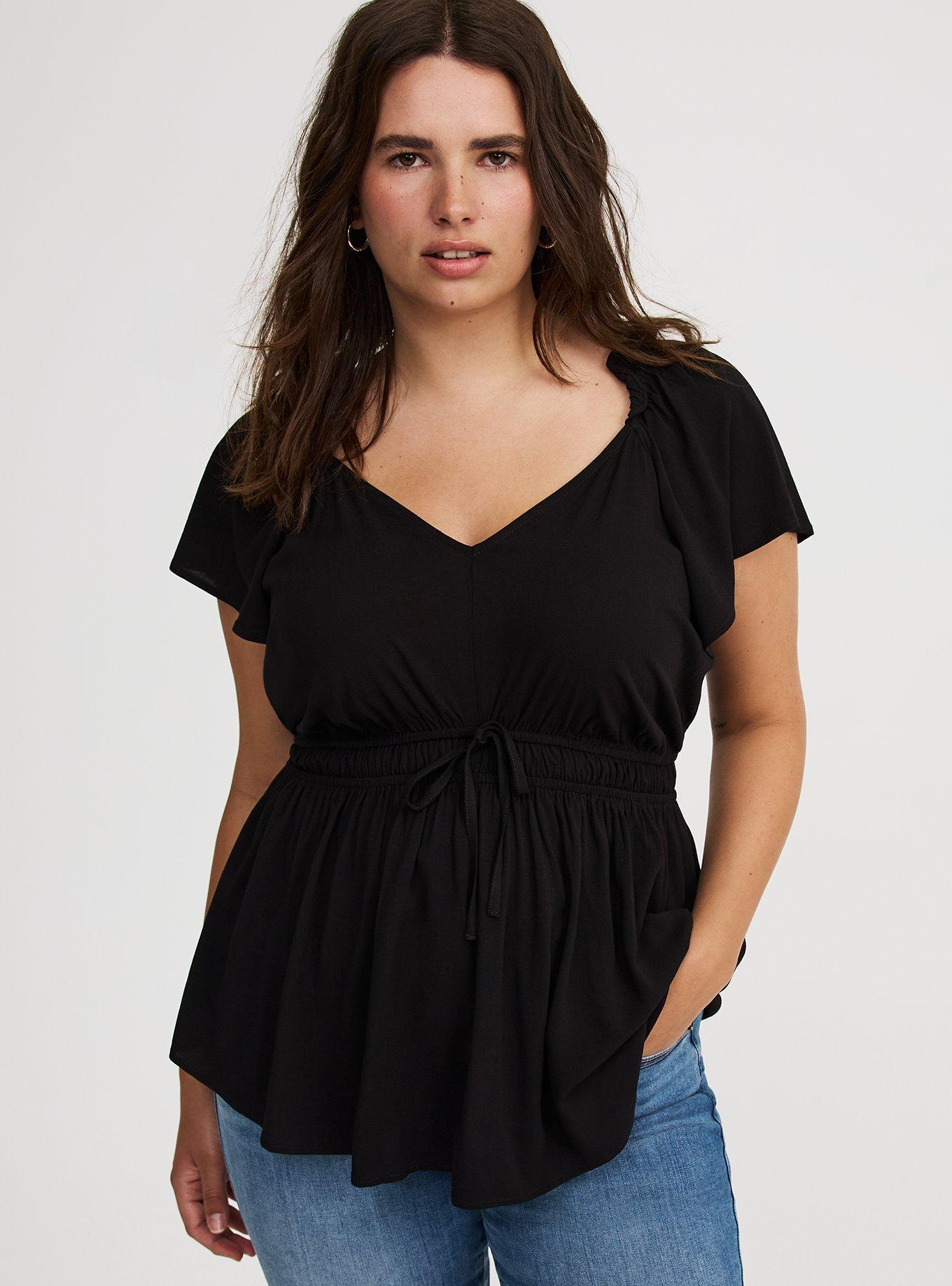V-Neck Flutter-Sleeve Blouse