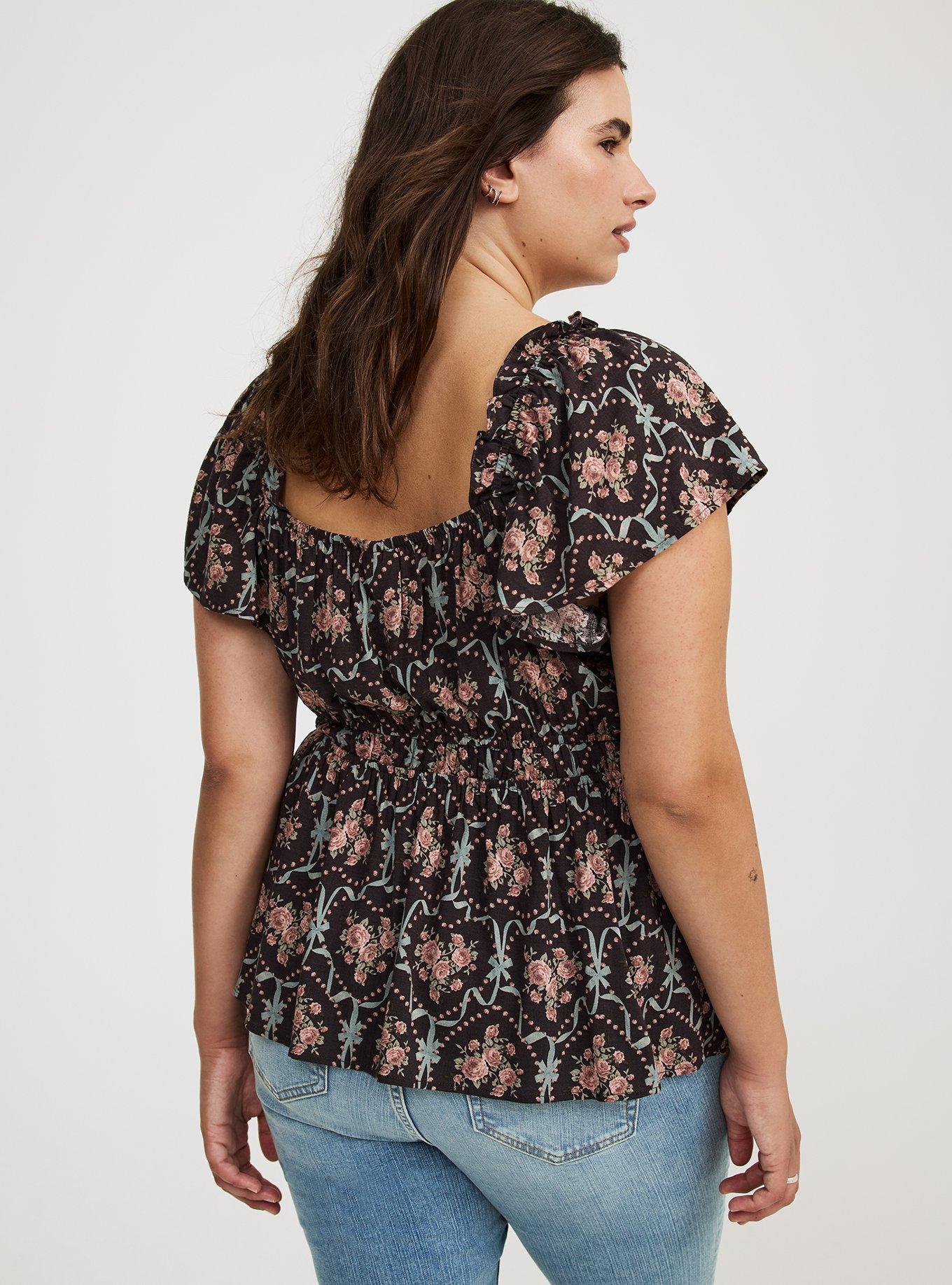 V-Neck Flutter-Sleeve Blouse
