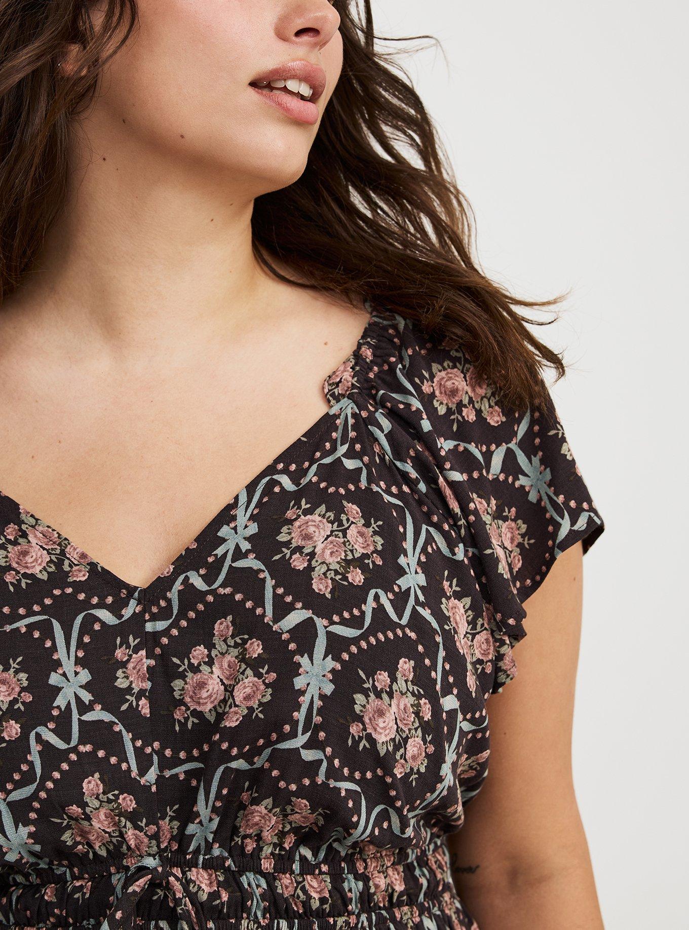 V-Neck Flutter-Sleeve Blouse