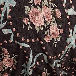 V-Neck Flutter-Sleeve Blouse, DEMASK FLOURISH FLORAL PHANTOM, swatch