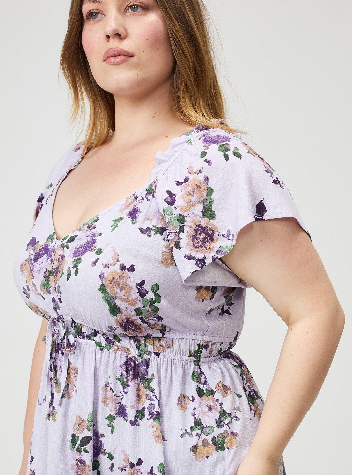 V-Neck Flutter Sleeve Blouse, KATHERINE FLORAL LILAC, alternate