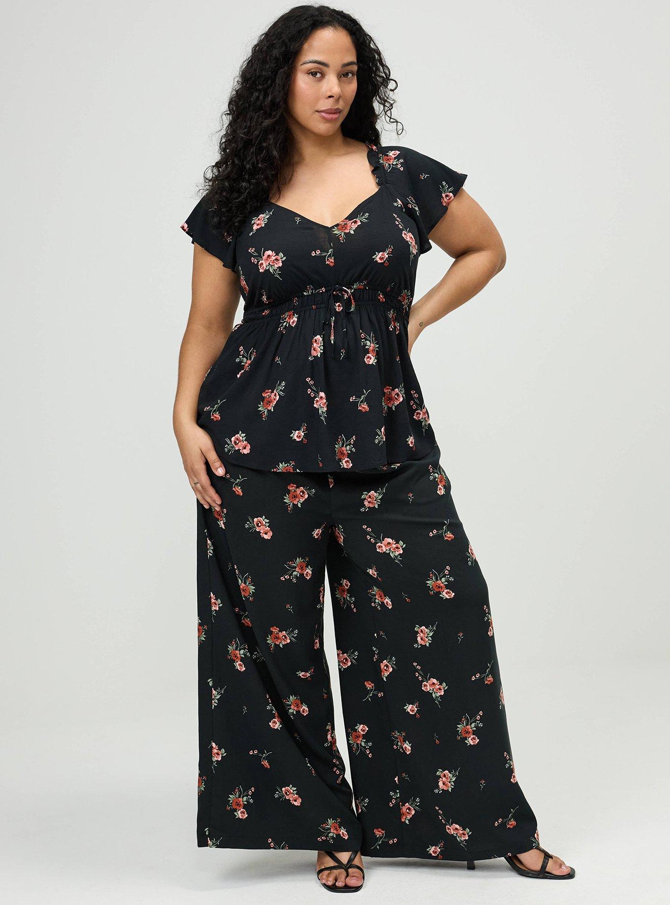 V-Neck Flutter Sleeve Blouse, PENNY PORTUGAL BLACK, alternate
