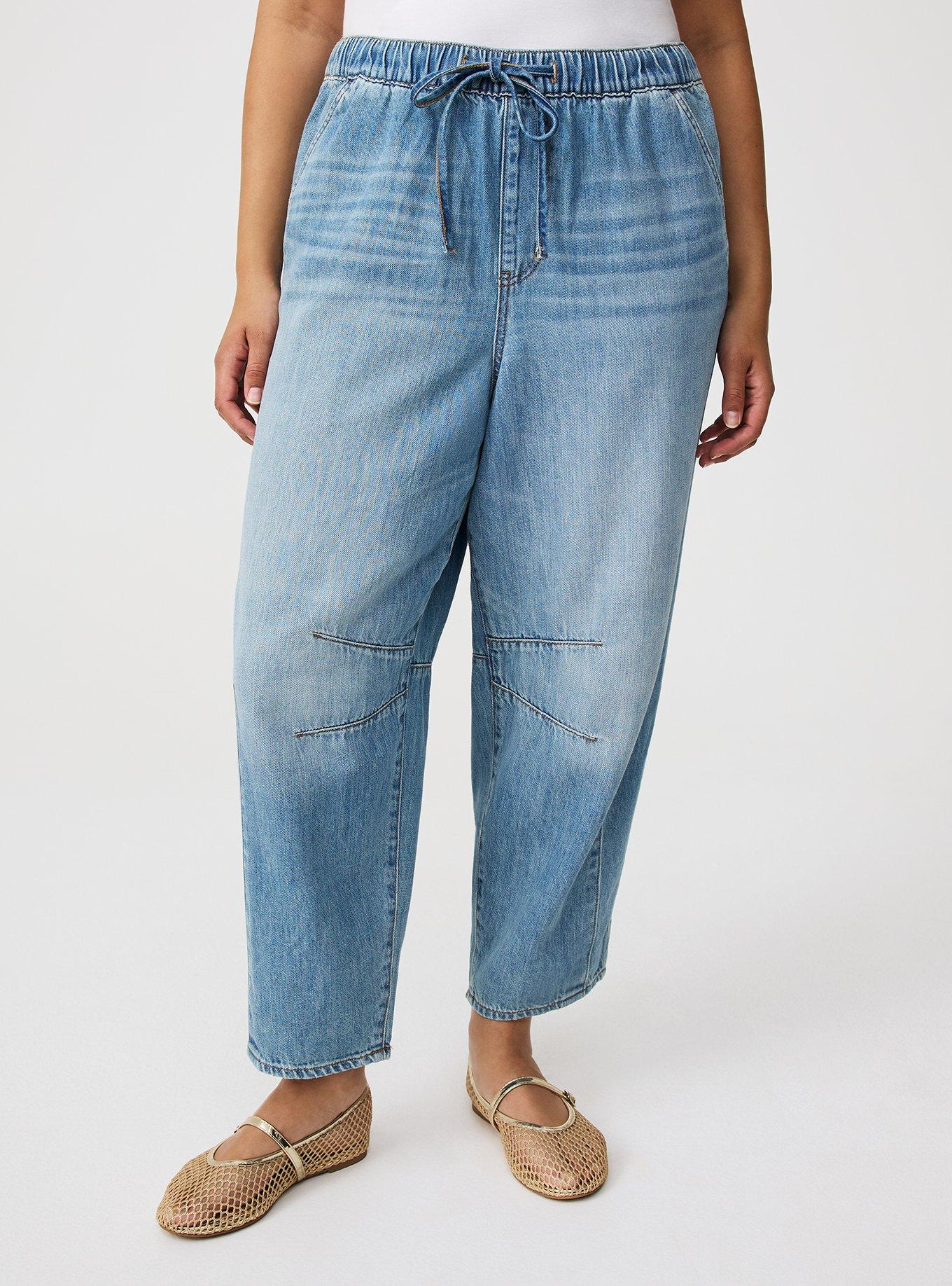 High-Rise Drapey Barrel Jean