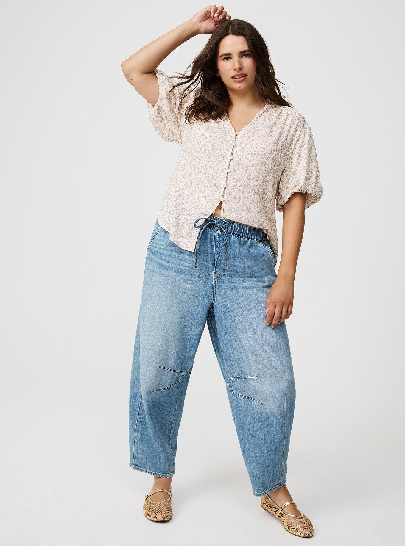 High-Rise Drapey Barrel Jean