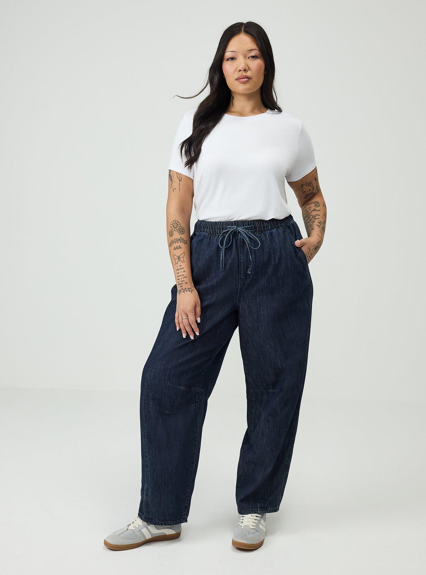 High-Rise Pull-On Drapey Barrel Jean, WALK THE PLANK, hi-res