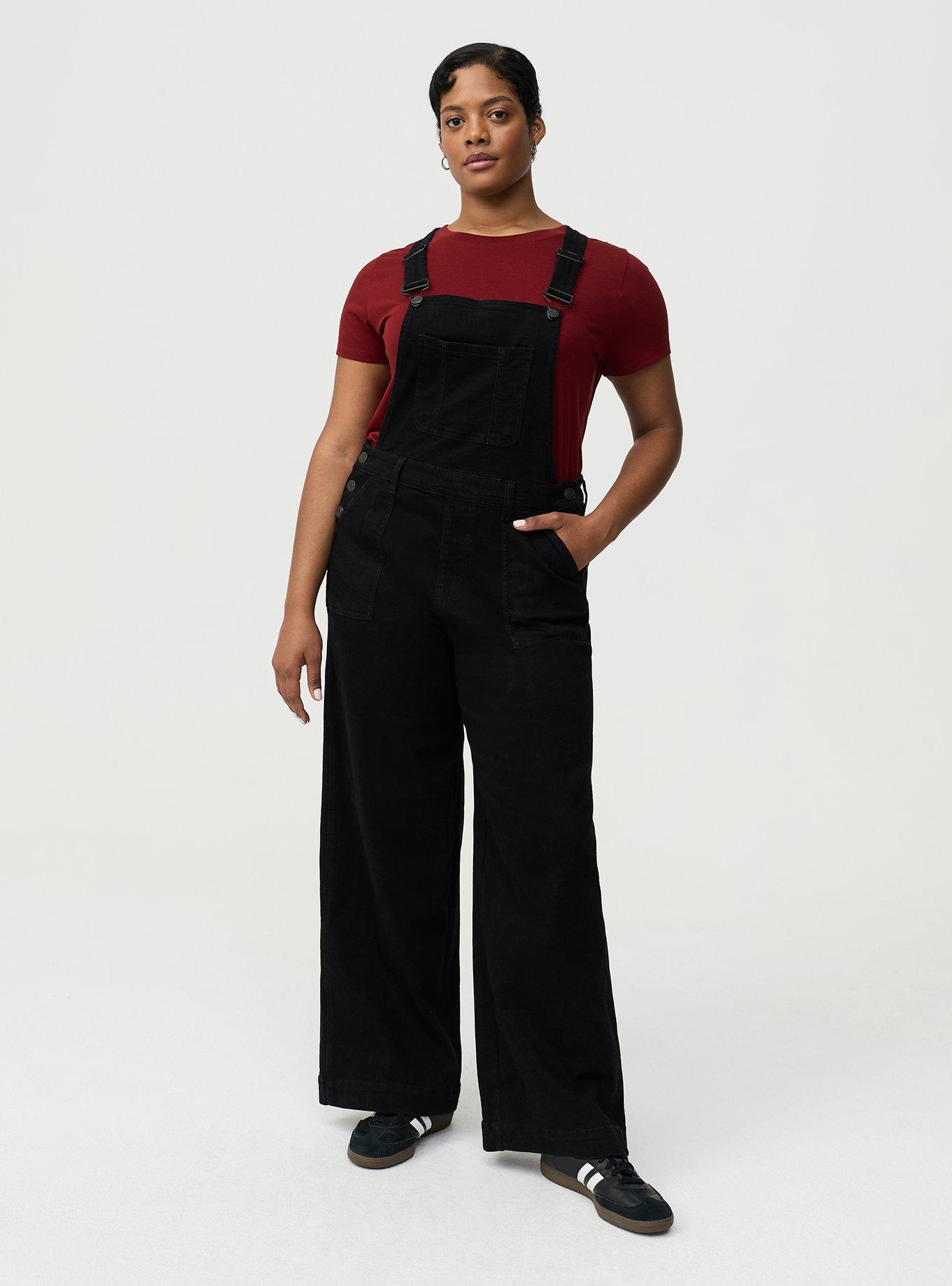 Plus Size Wide-Leg Denim Overall, WASHED BLACK, hi-res