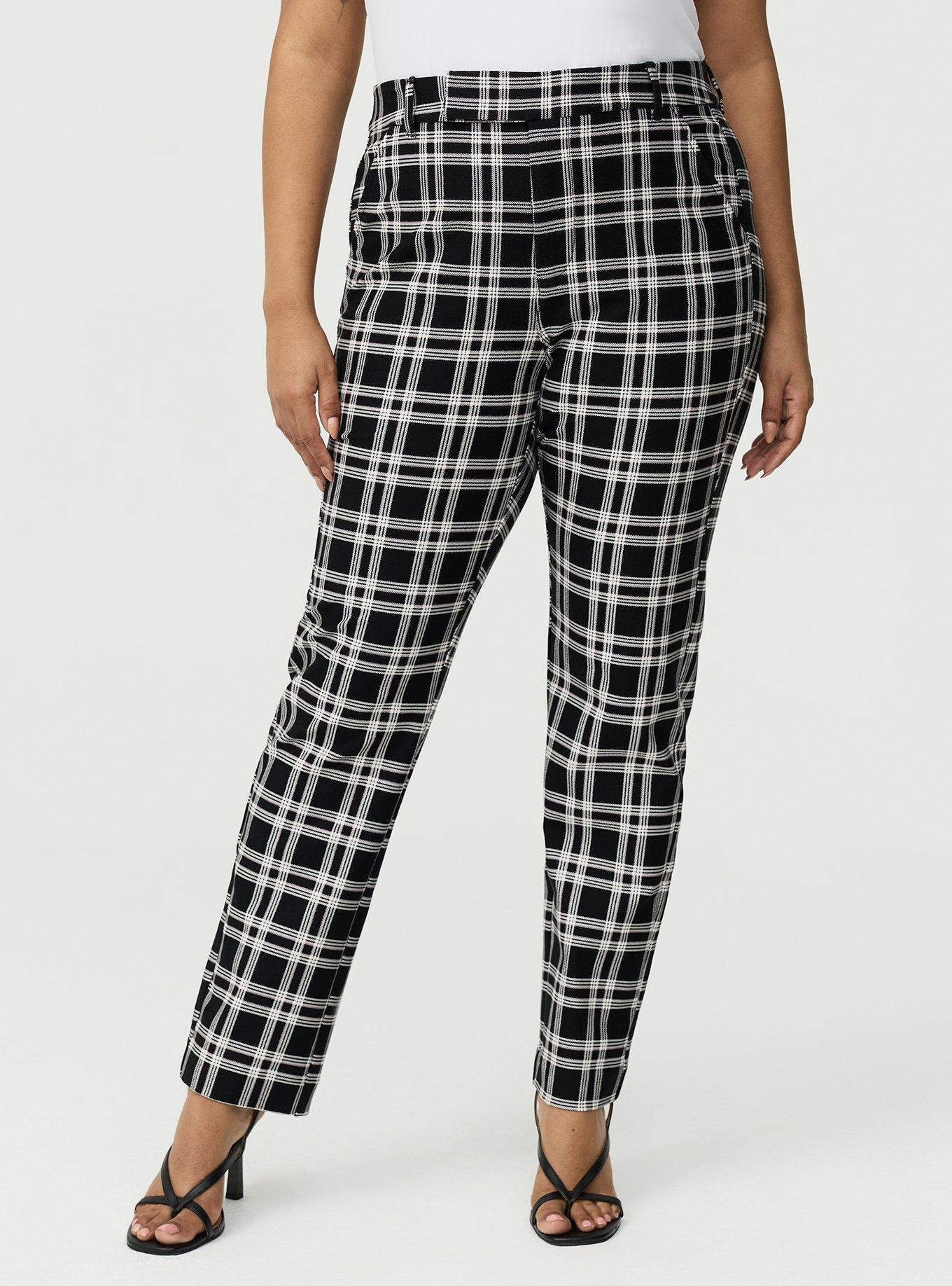 Studio High-Rise Ponte Trouser Pant, EXTRA TEXTURE PLAID BLACK, alternate