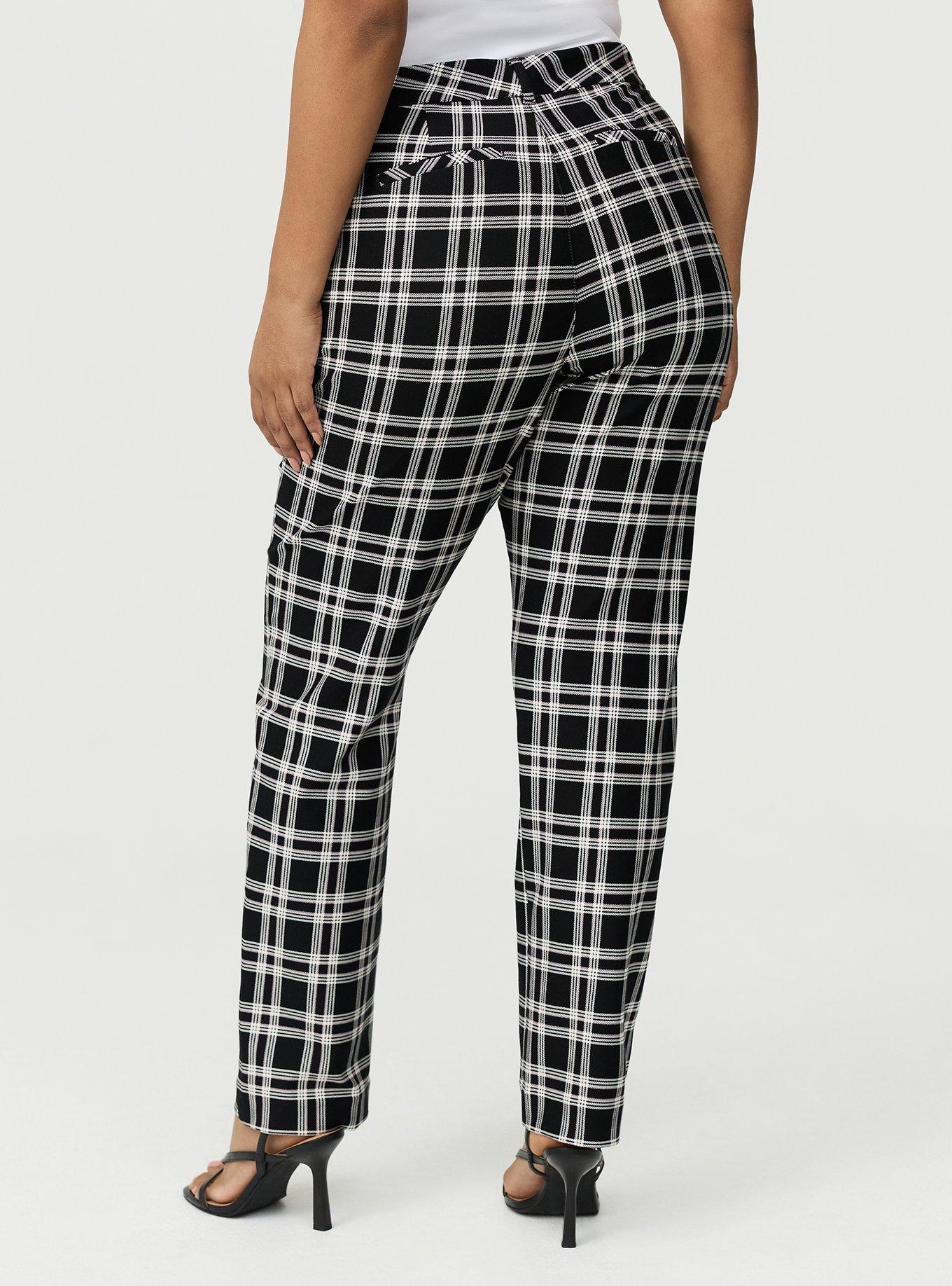 Studio High-Rise Ponte Trouser Pant, EXTRA TEXTURE PLAID BLACK, alternate