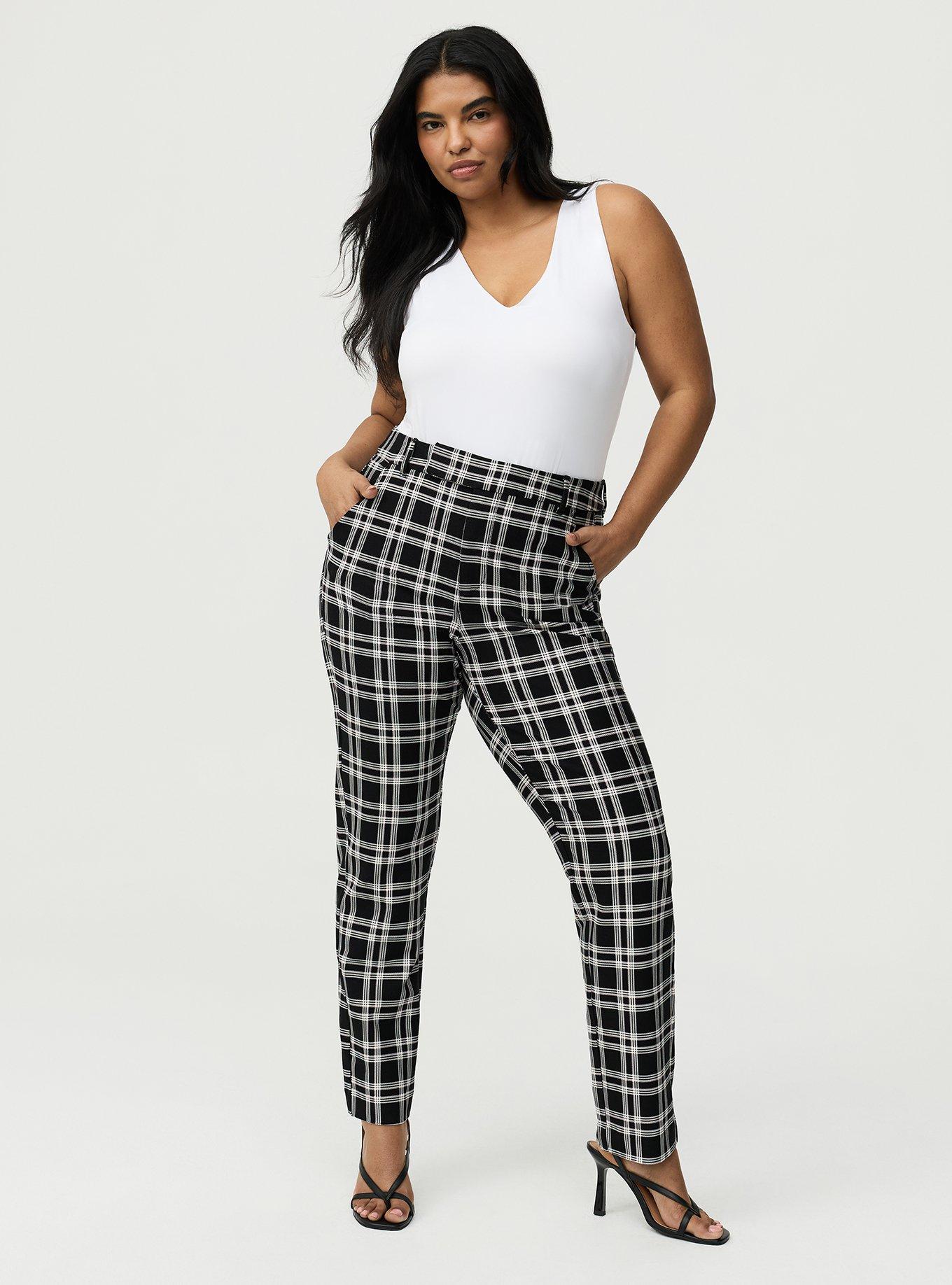 Studio High-Rise Ponte Trouser Pant, EXTRA TEXTURE PLAID BLACK, alternate