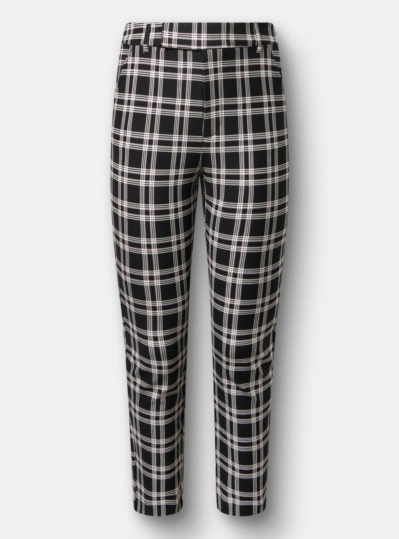Studio High-Rise Ponte Trouser Pant, EXTRA TEXTURE PLAID BLACK, hi-res
