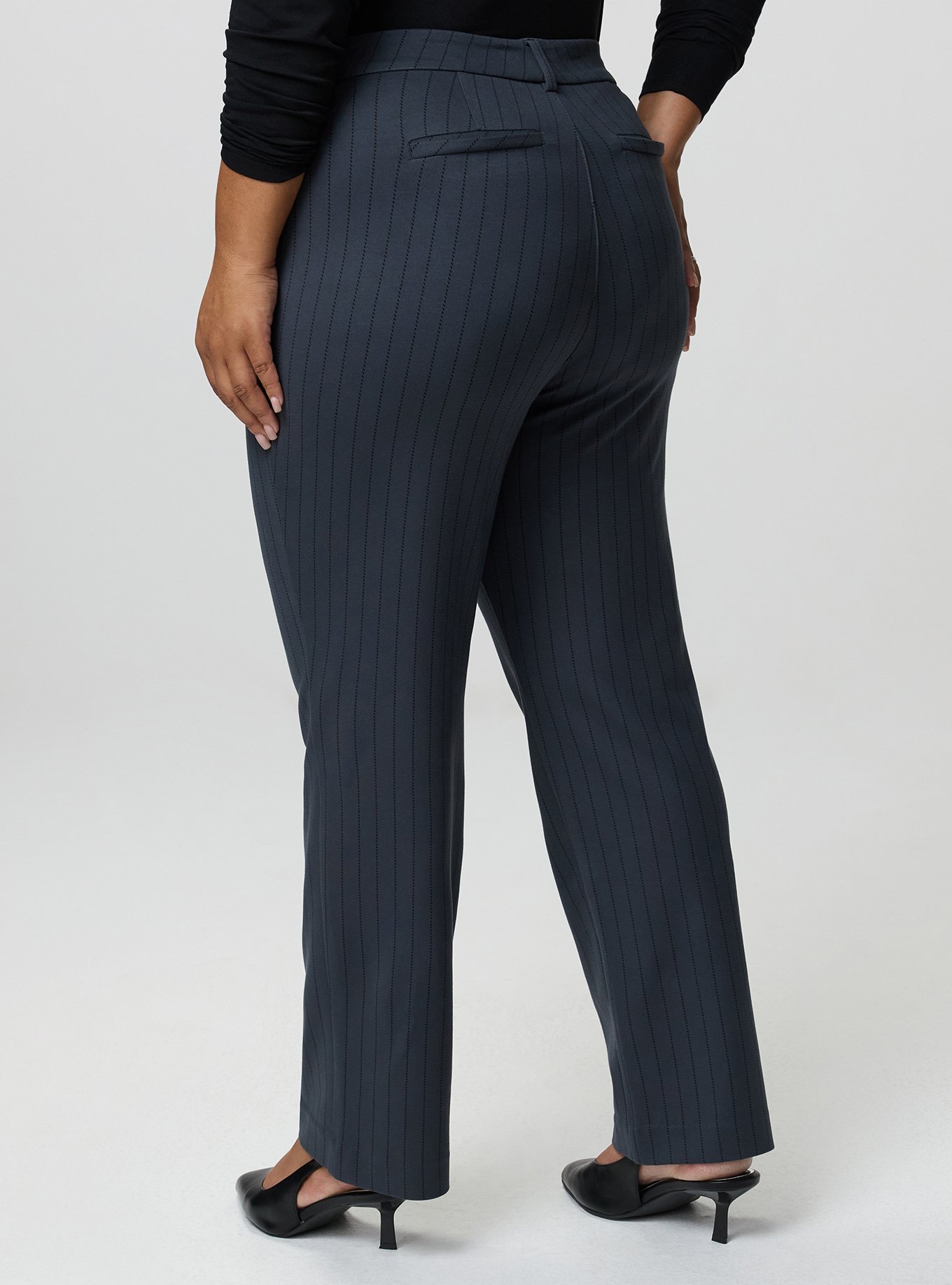Studio High-Rise Ponte Trouser Pant, TEDDY PINSTRIPE CHARCOAL, alternate