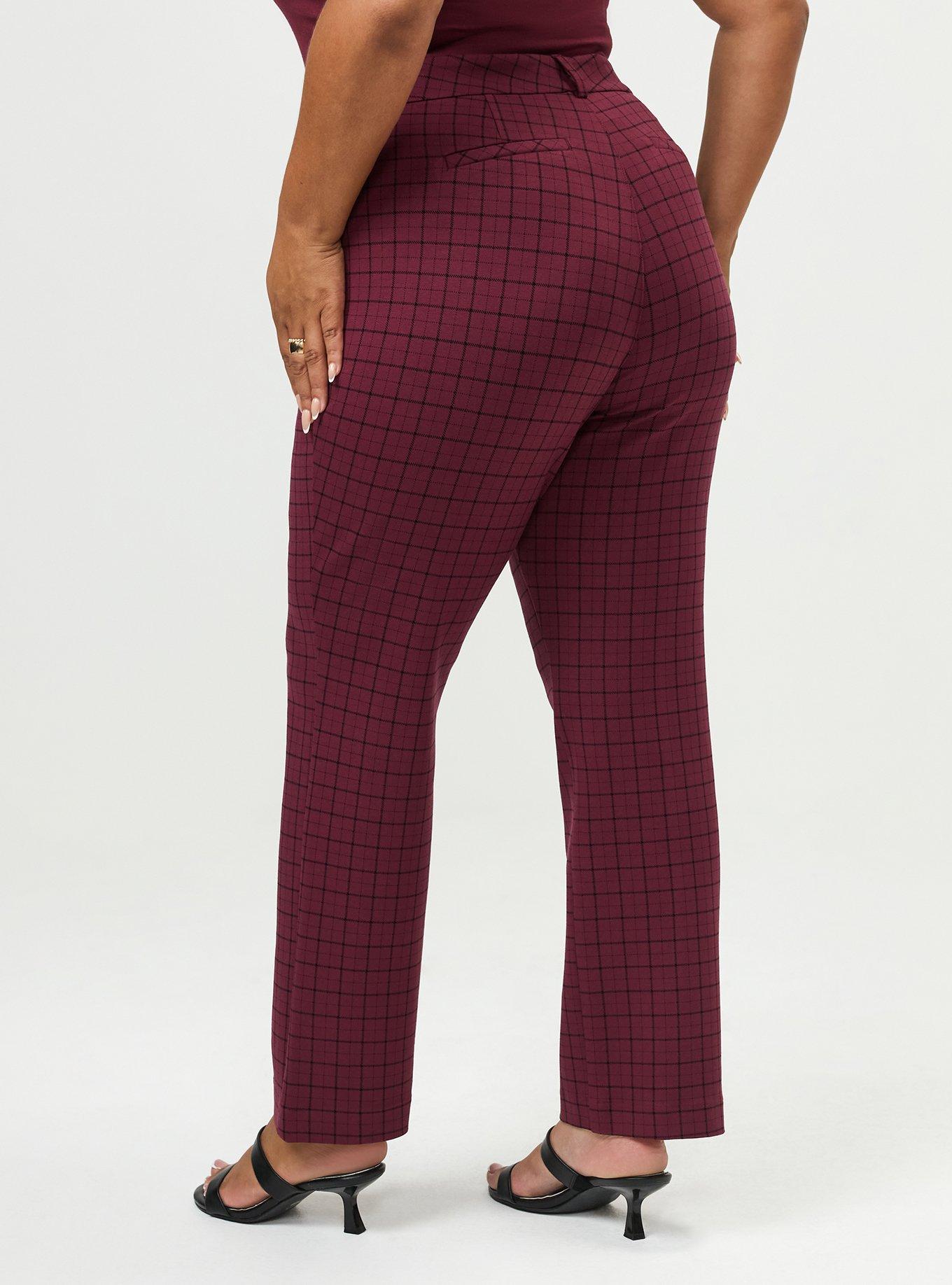 Plus Size Studio High-Rise Ponte Trouser Pant, ROCKWELL PLAID MAROON BANNER, alternate