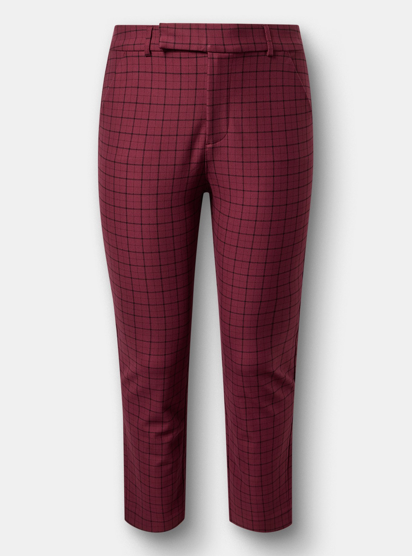 Studio High-Rise Ponte Trouser Pant, ROCKWELL PLAID MAROON BANNER, hi-res